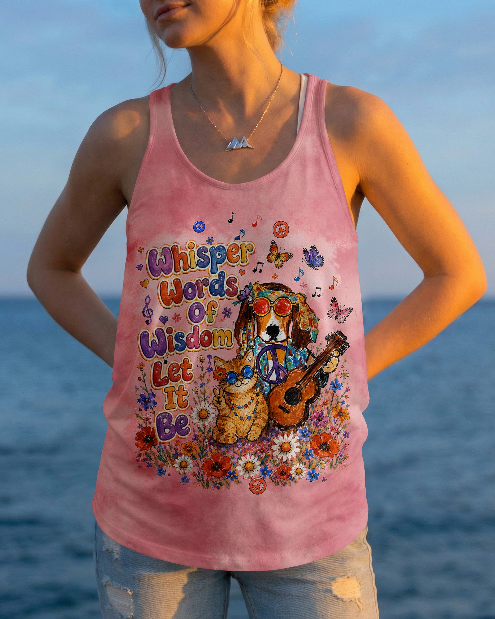 WHISPER WORDS OF WISDOM LET IT BE BEAGLE DOG TABBY CAT ALL OVER PRINT  - TLTW1305262