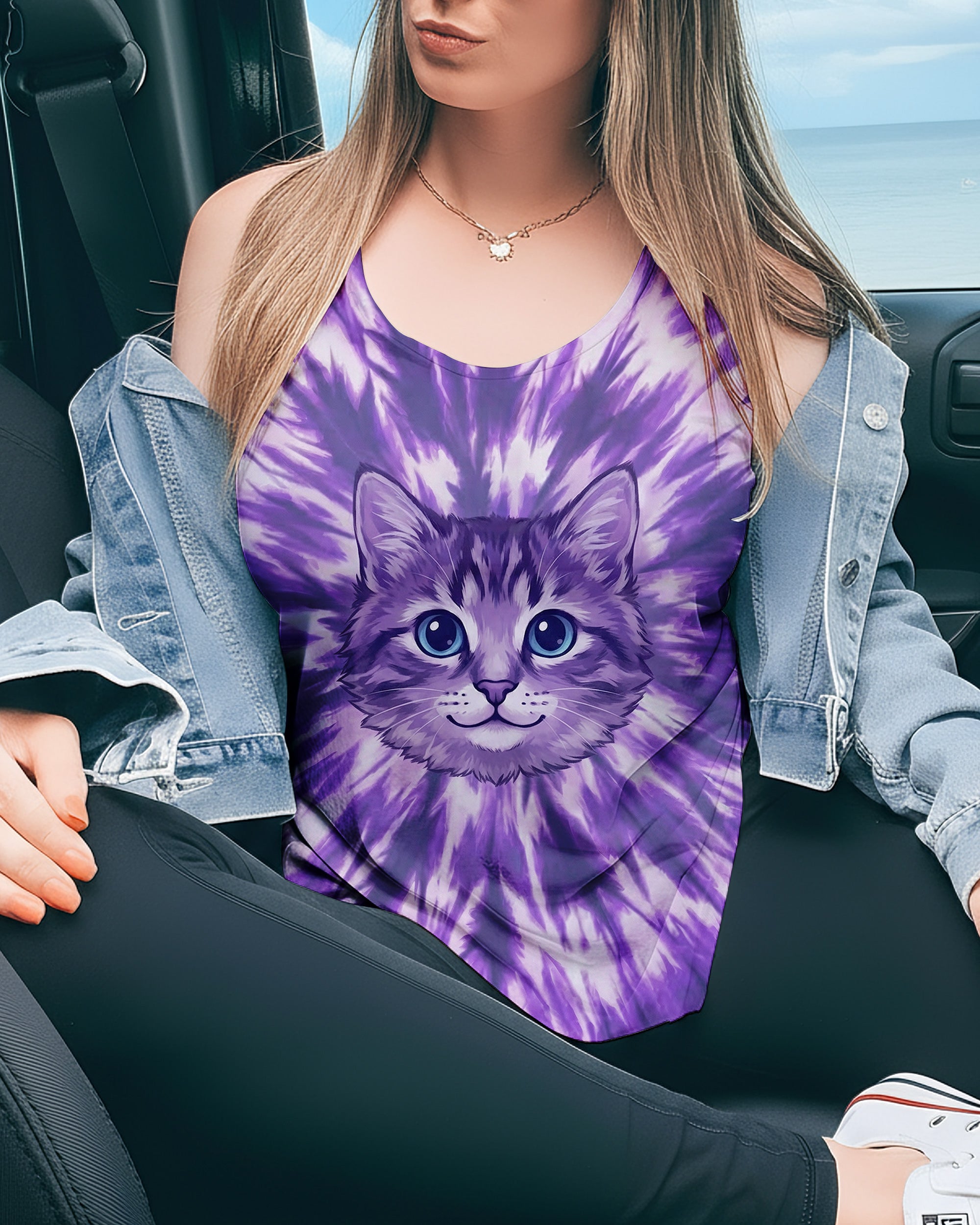 PURPLE AURA CAT ALL OVER PRINT - TYPQ0402262