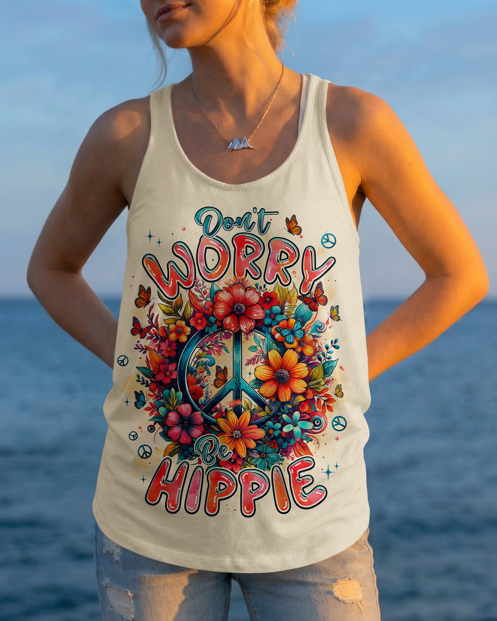 DON'T WORRY BE HIPPIE FLOWERS ALL OVER PRINT - TYPQ1404261