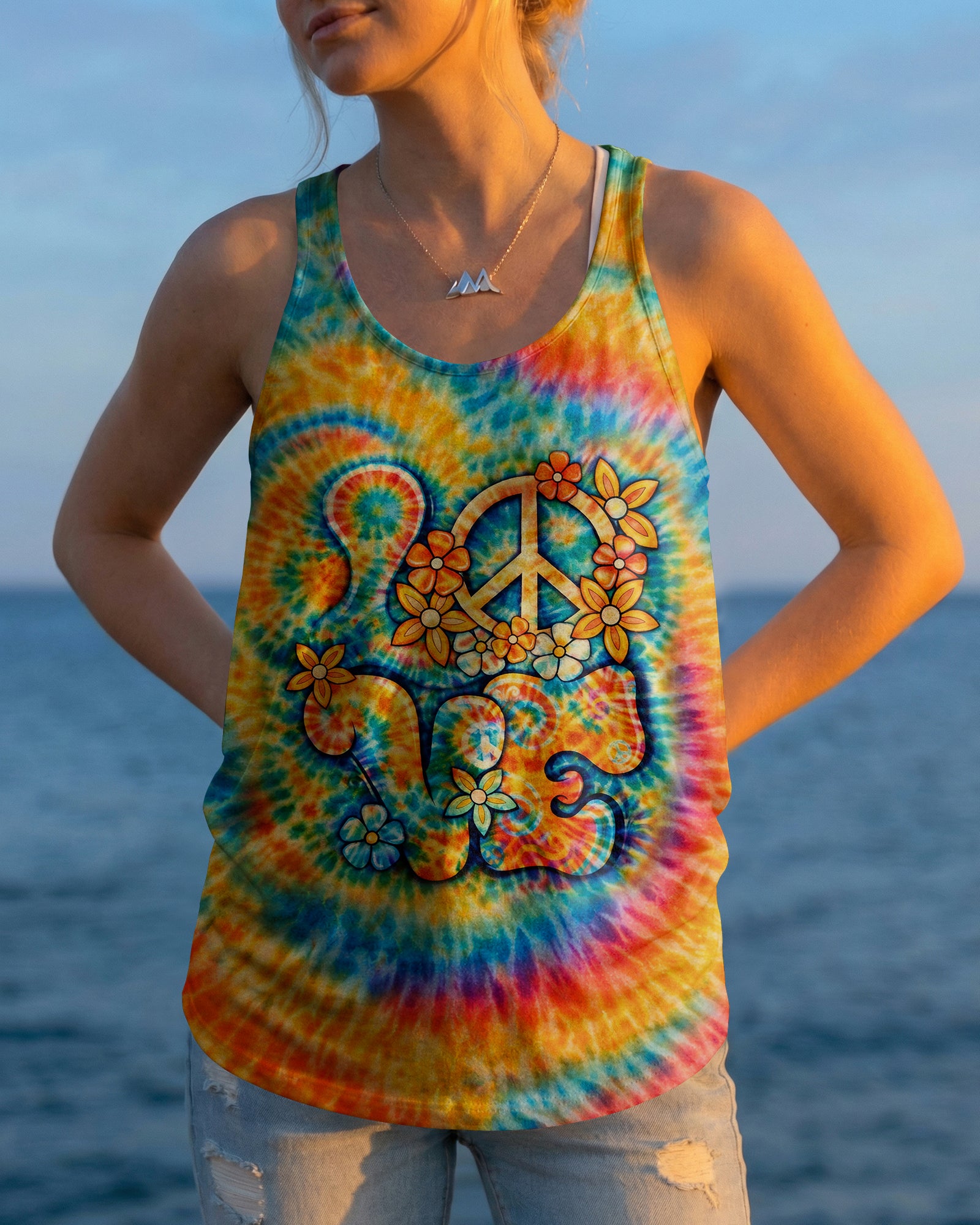 LOVE PEACE SYMBOL SWIRL ALL OVER PRINT - TLHN2303261