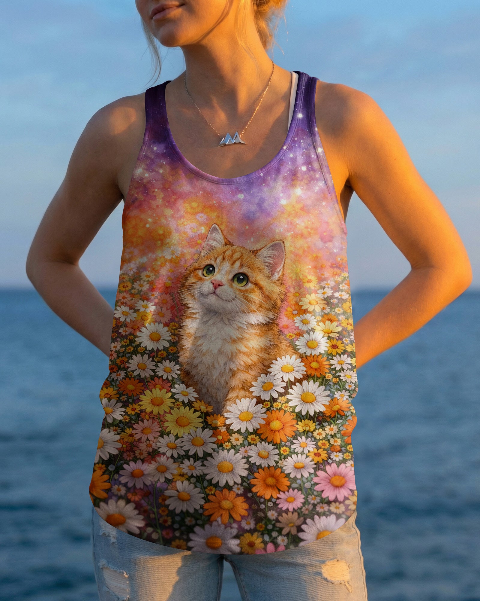 WATERCOLOR FLORAL CAT ALL OVER PRINT - TLHG1603261