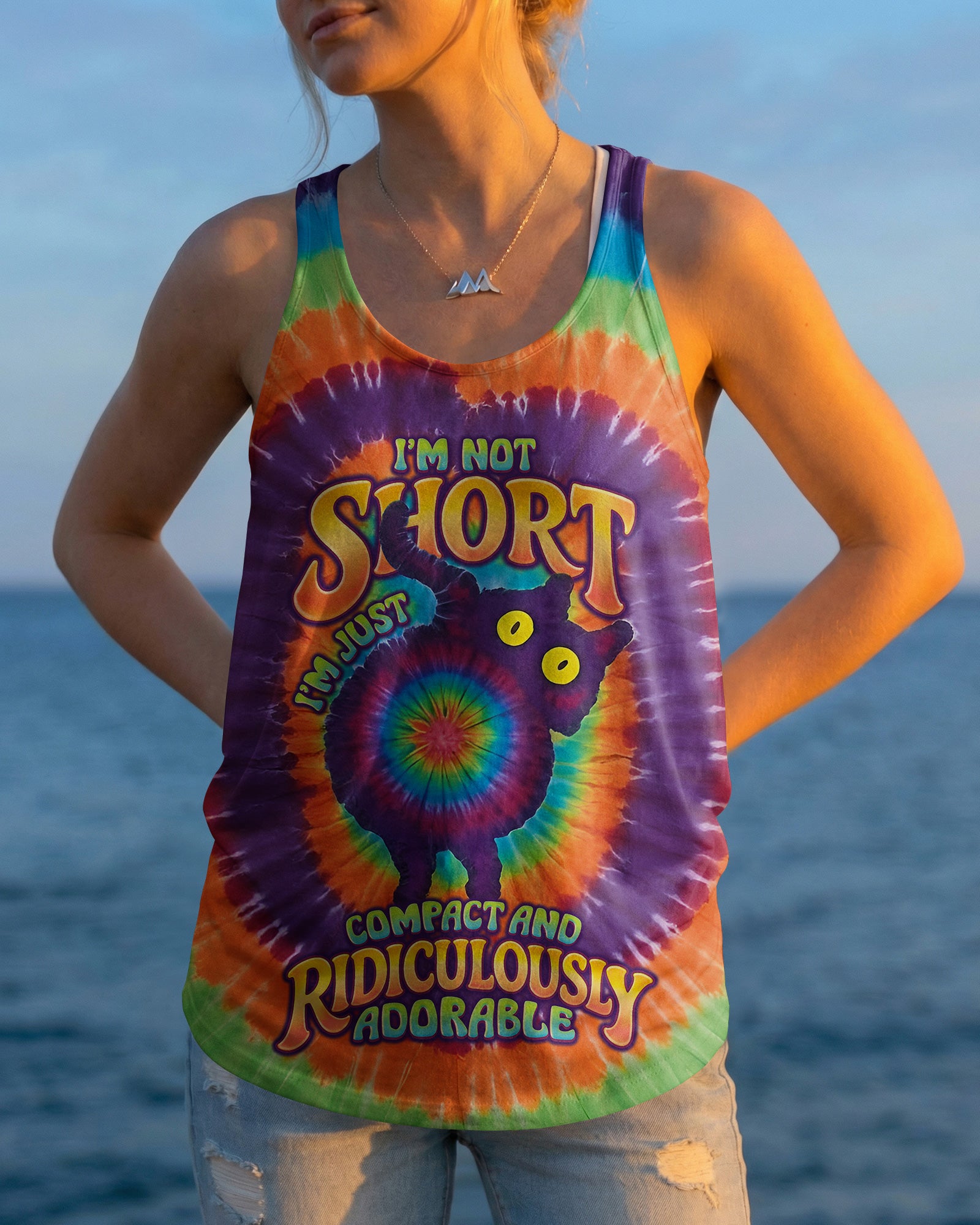 I'M NOT SHORT CAT COLORFUL SWIRL ALL OVER PRINT  - TLNO2403261