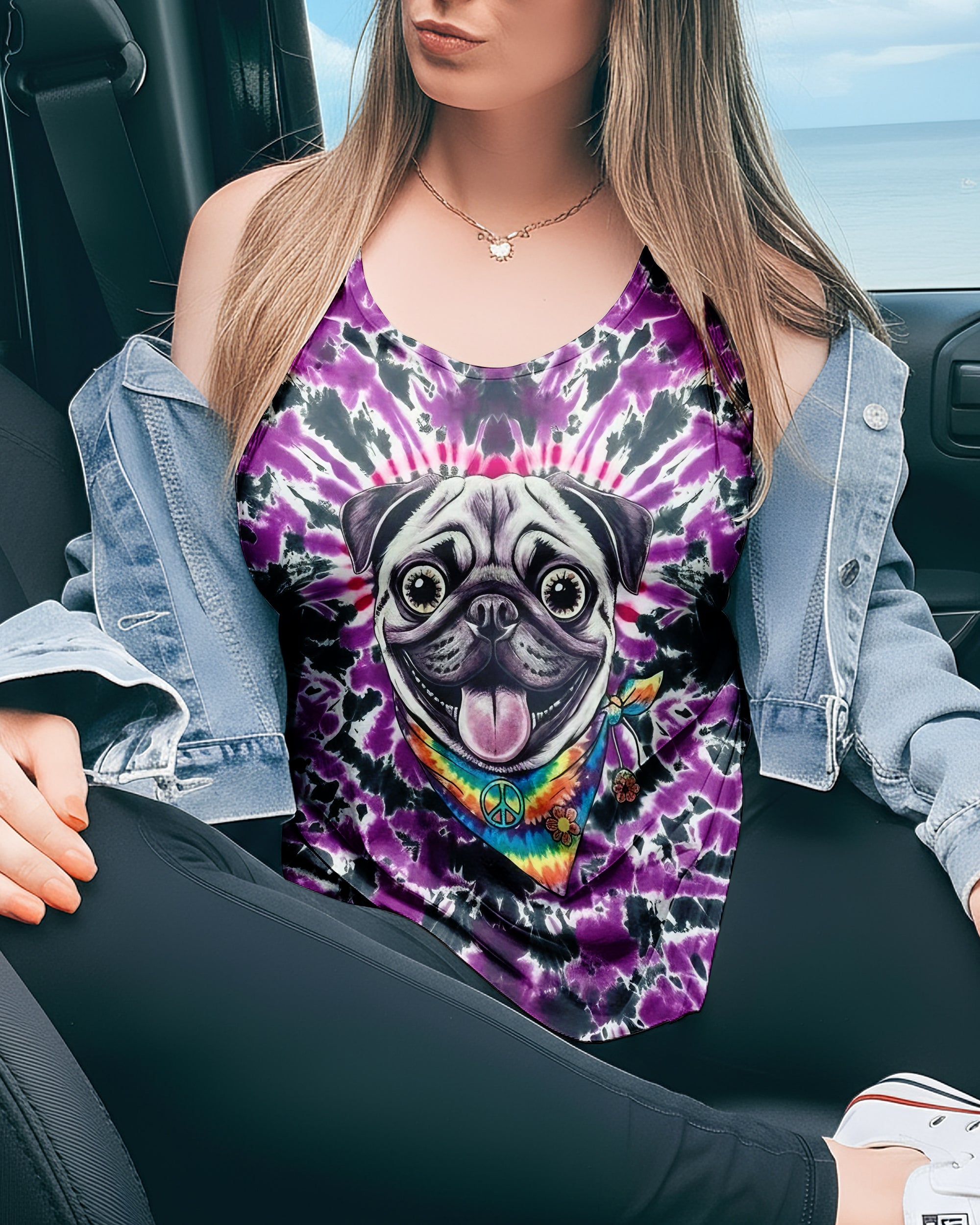 PURPLE SWIRL FUNNY PUG DOG ALL OVER PRINT - YHLT0202261