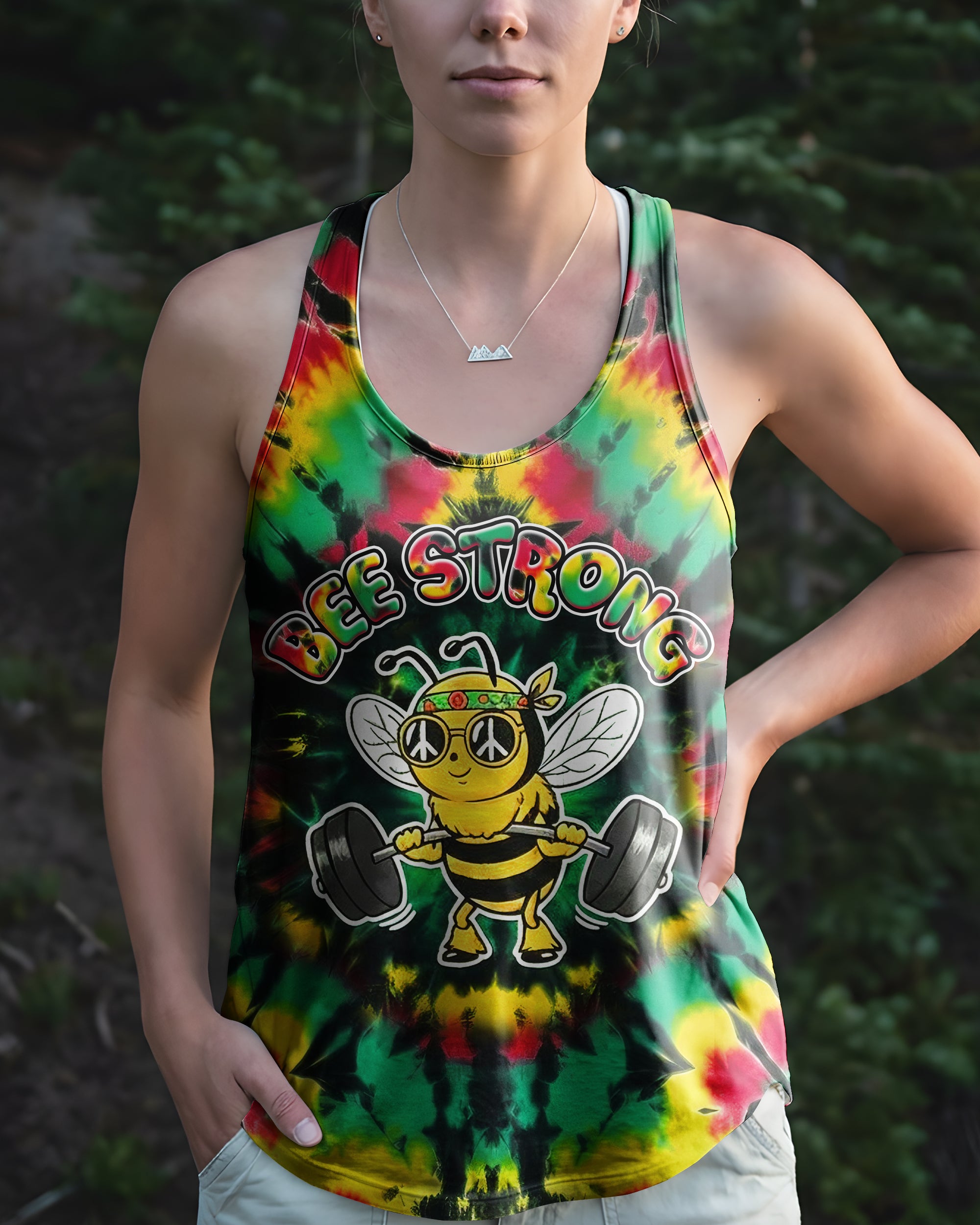 BEE STRONG RAINBOW SWIRL ALL OVER PRINT - YHHG0302261