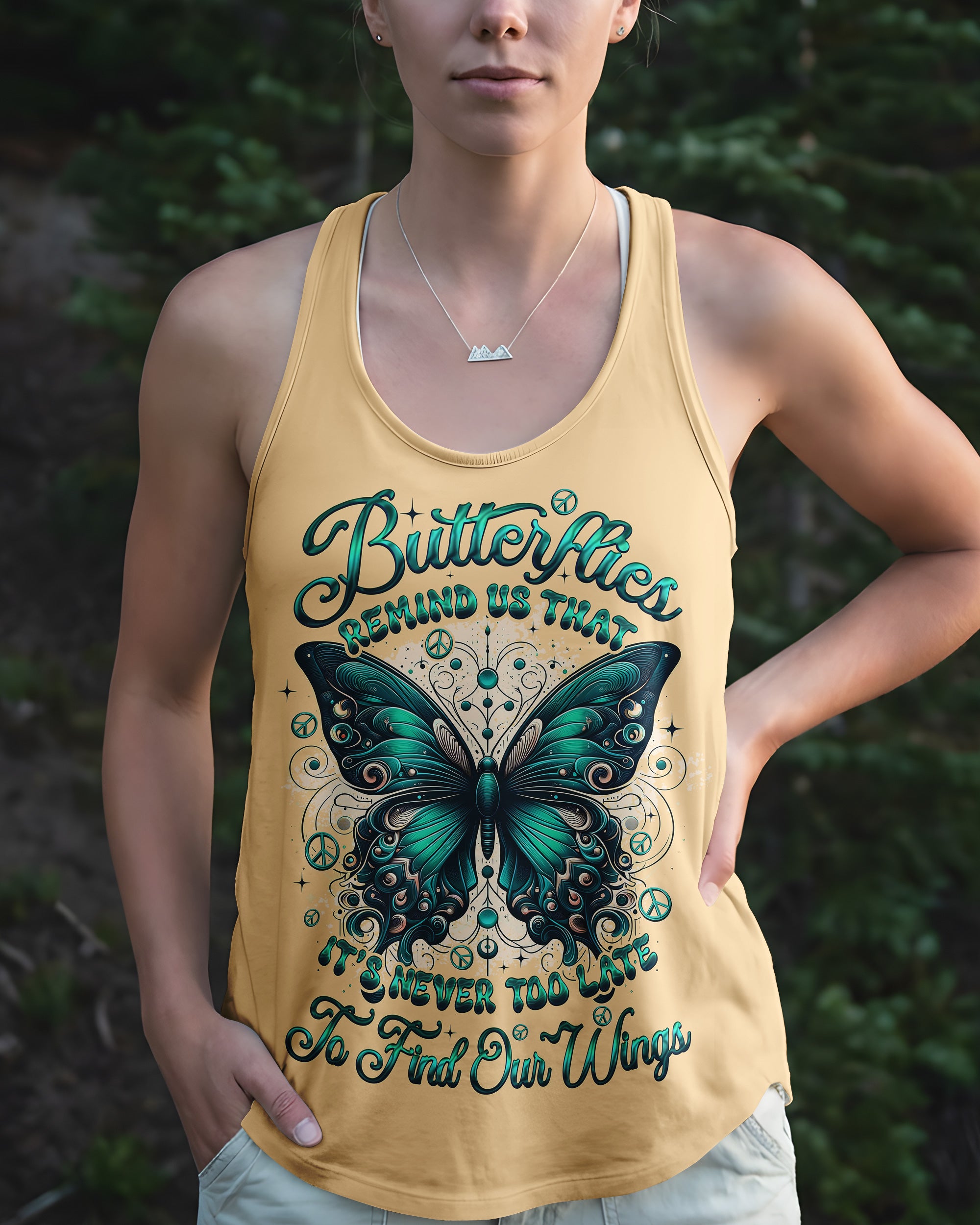 NEVER TOO LATE TO FIND YOUR WINGS BUTTERFLY ALL OVER PRINT - TYQY0902261