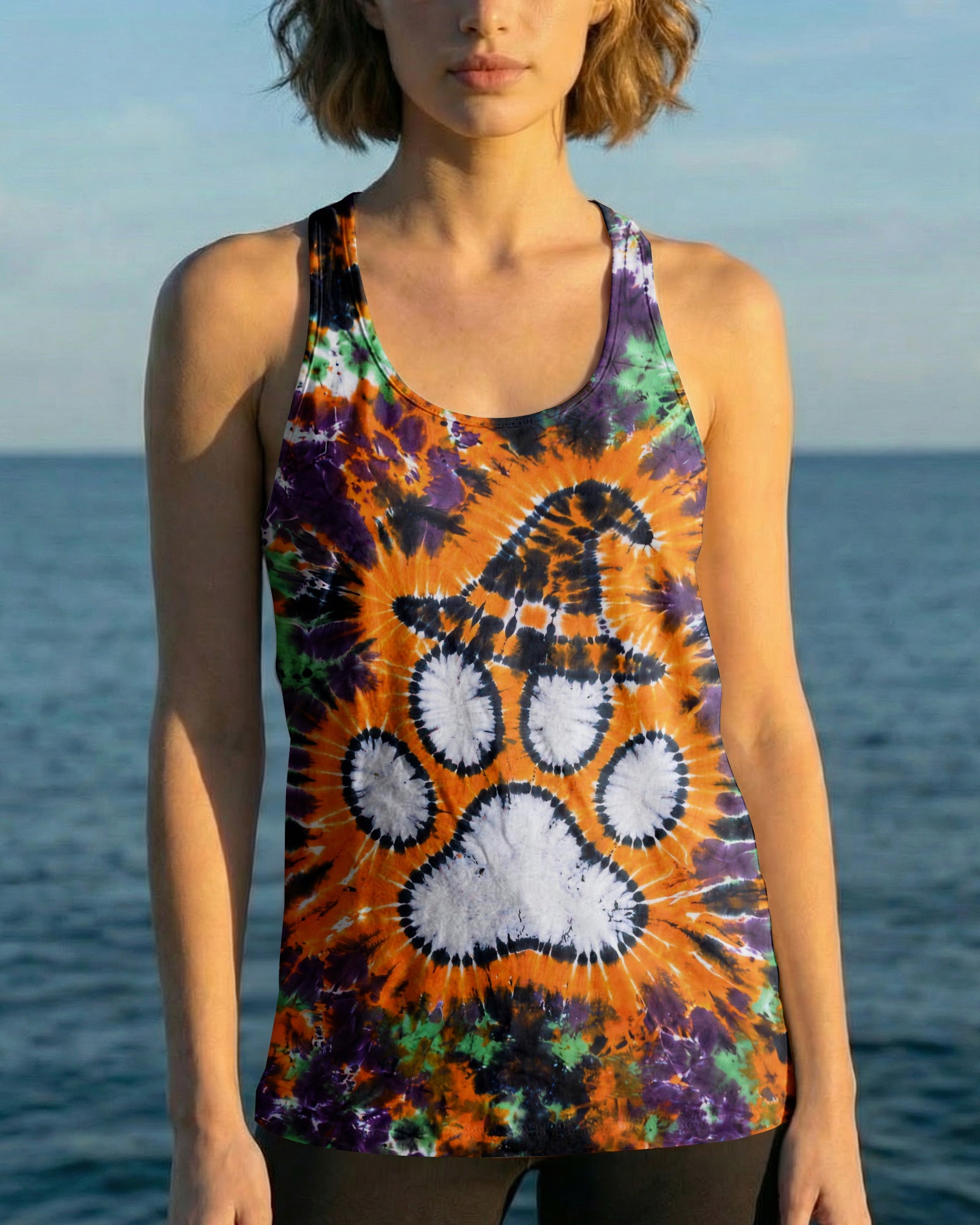 PAW PRINT WITCH HAT  HALLOWEEN BURST ALL OVER PRINT - TLHG2207261