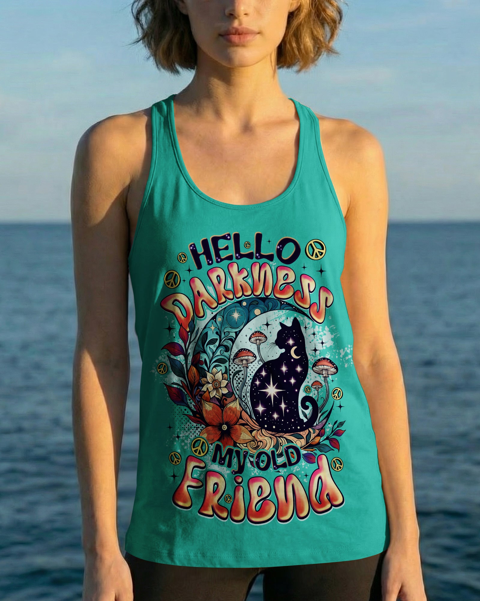 HELLO DARKNESS MY OLD FRIEND CAT ALL OVER PRINT - TYQY0602261