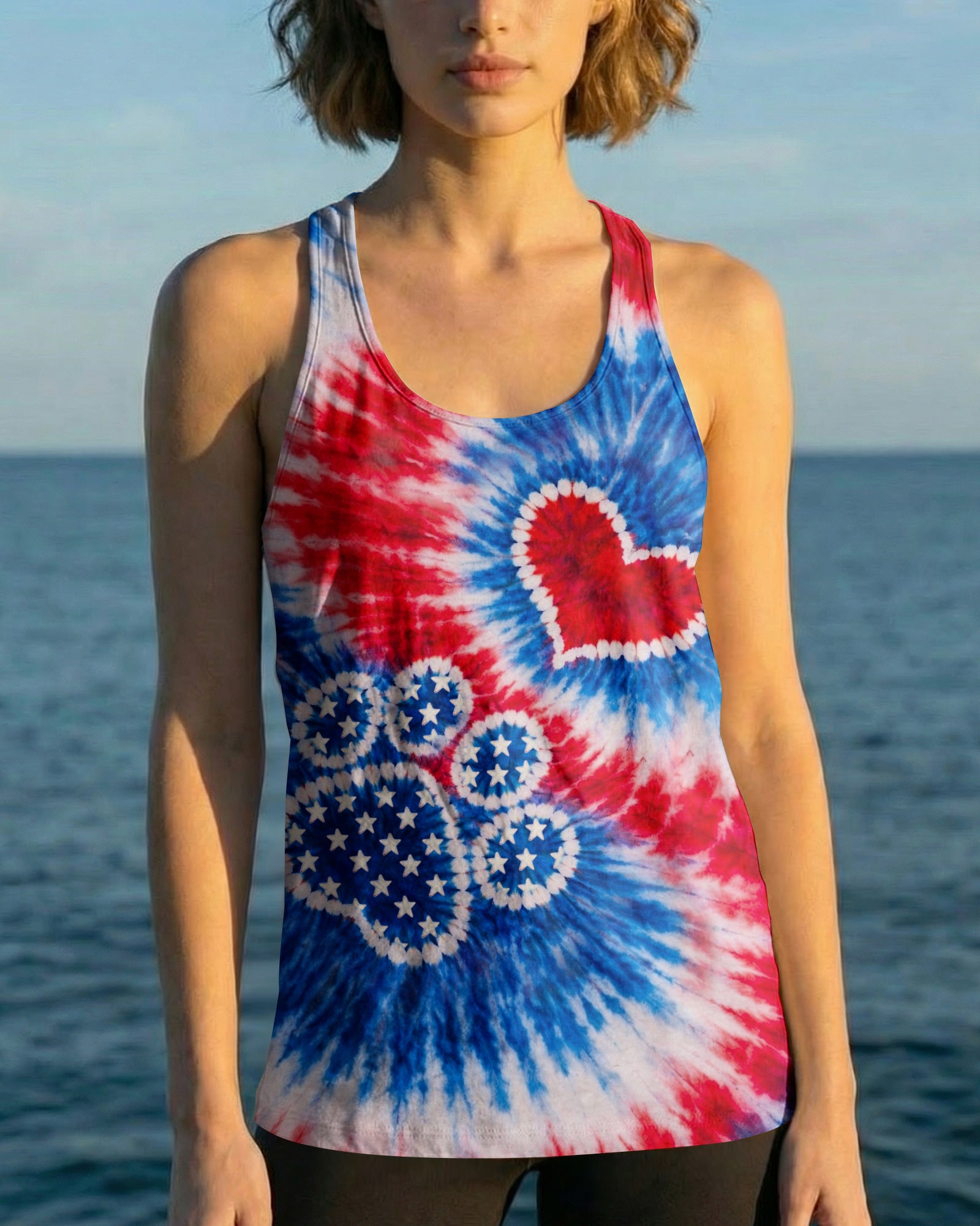 PAW HEART RED WHITE & BLUE SWIRL ALL OVER PRINT - TLHN0104261