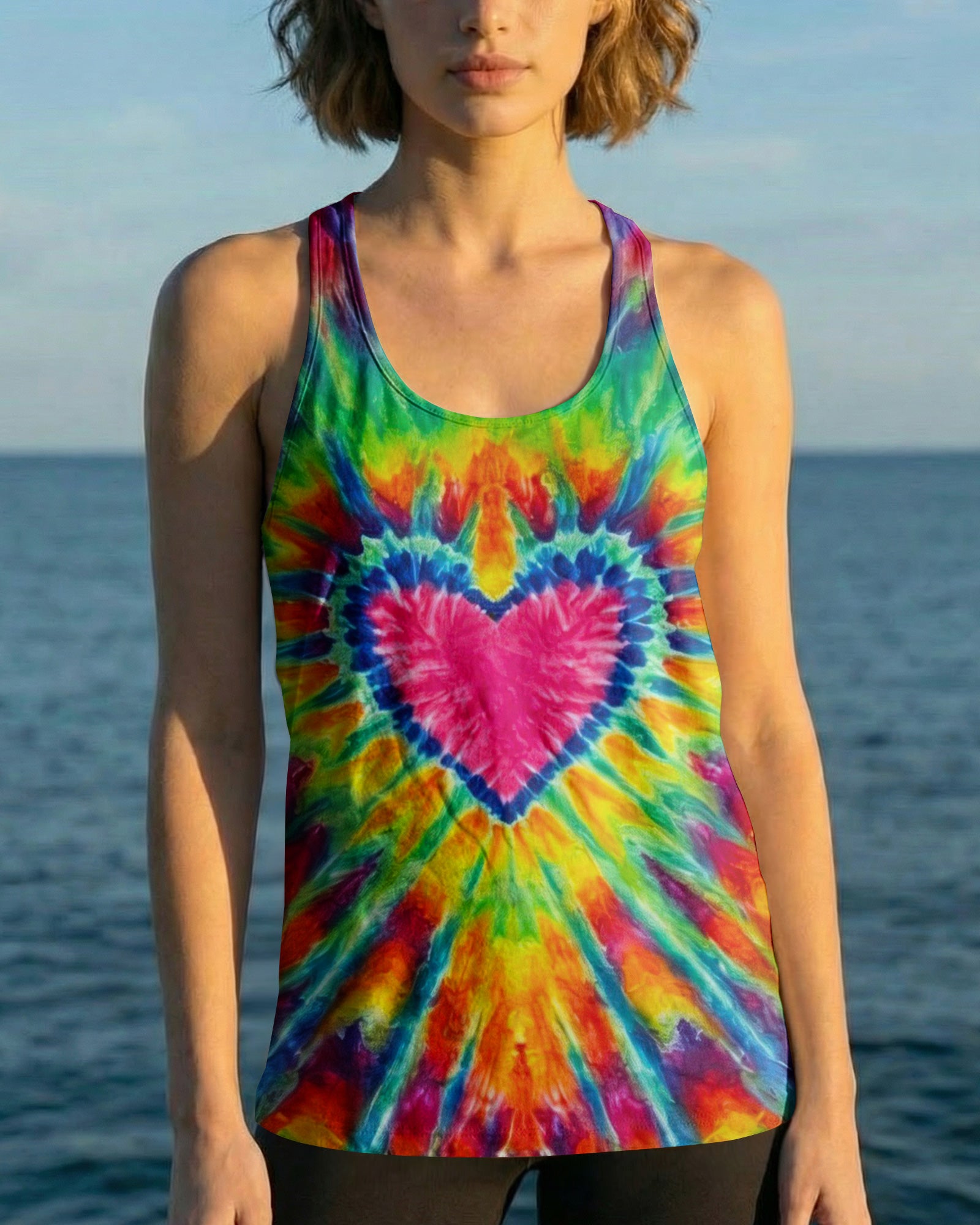 HEART PAW PRINT COLORFUL SWIRL ALL OVER PRINT  - TLNO0104261