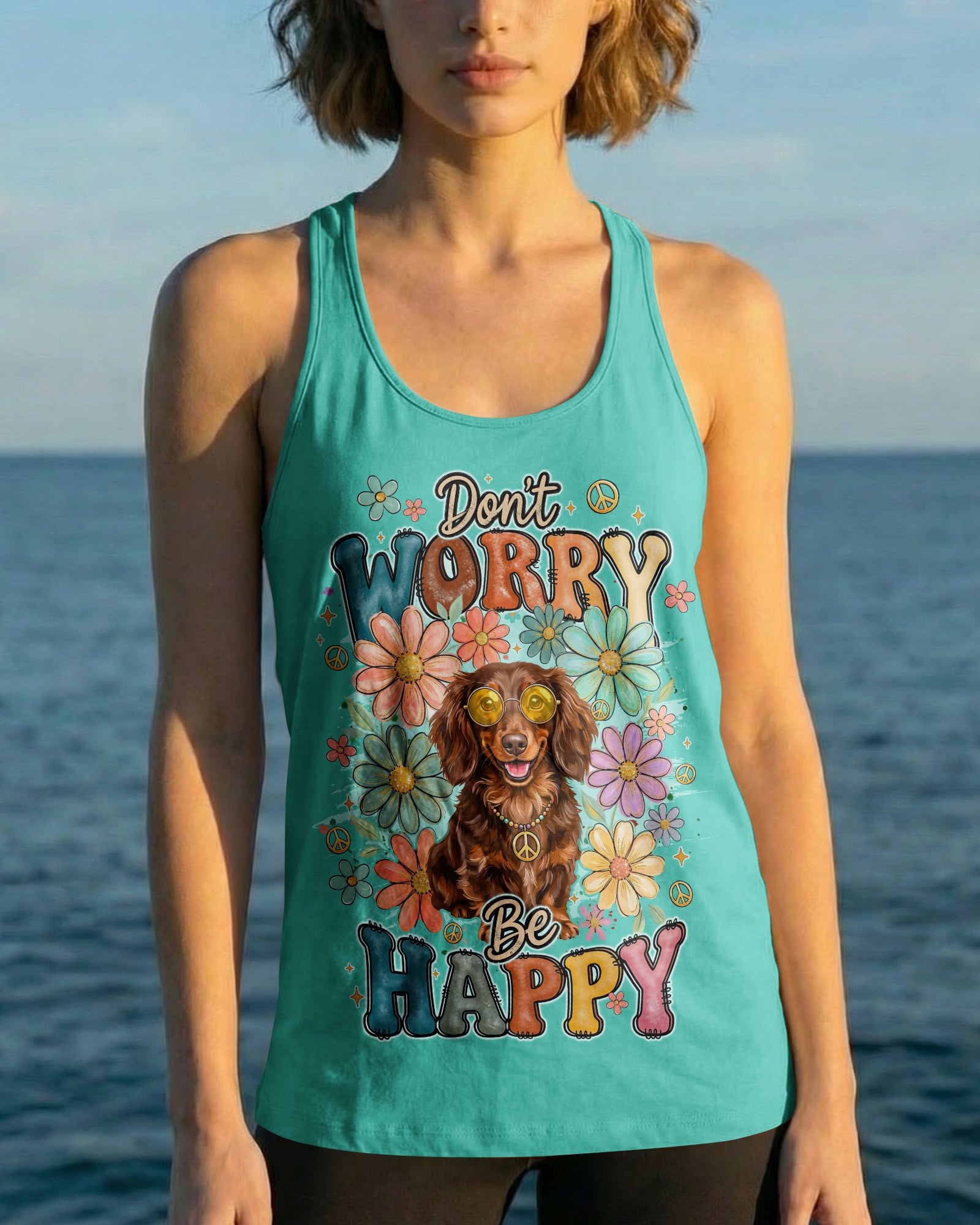DON'T WORRY BE HAPPY DACHSHUND ALL OVER PRINT - TYQY1004261