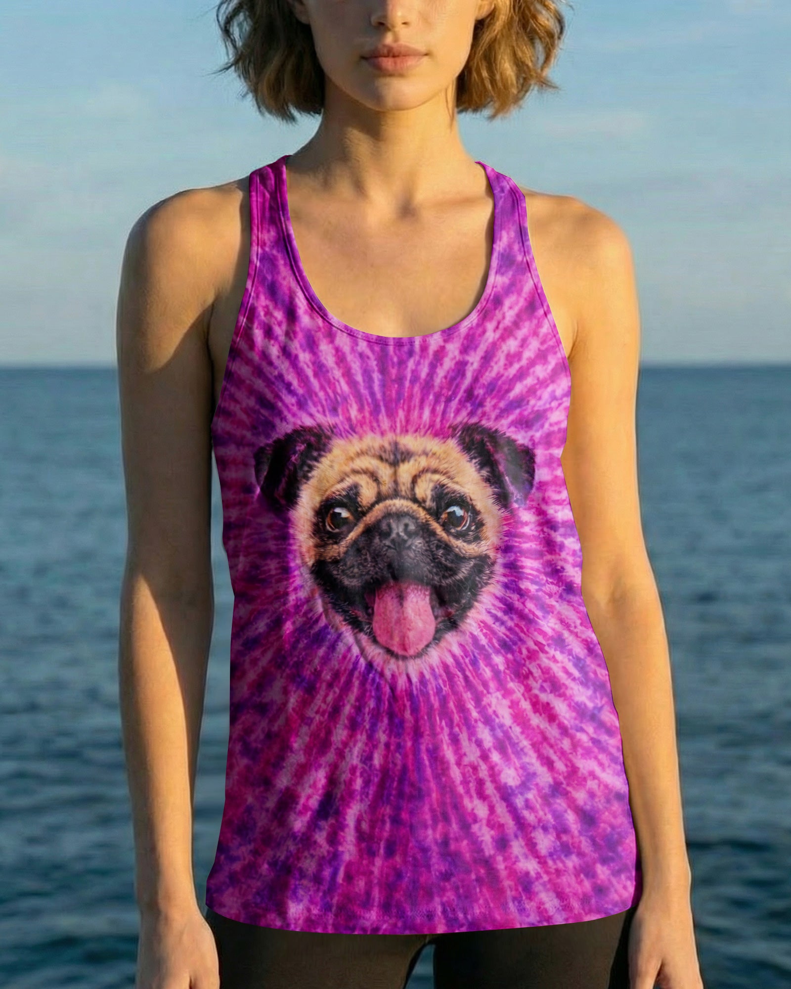 PUG DOG PURPLE & PINK SWIRL ALL OVER PRINT - TLNT2502261