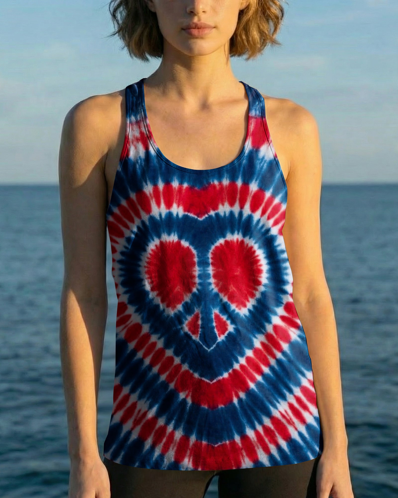 RED WHITE AND BLUE HEART PEACE ALL OVER PRINT - TYPQ1803262