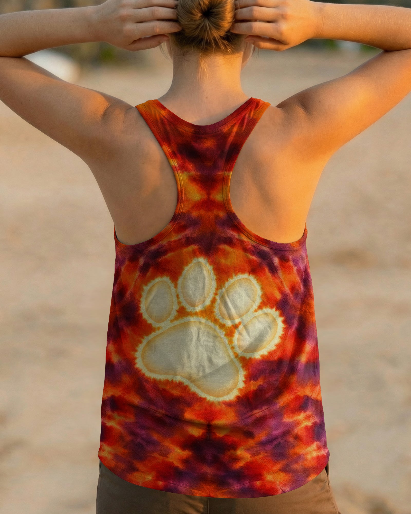 PAW PRINT BURNT ORANGE SWIRL ALL OVER PRINT - TLHG1303262