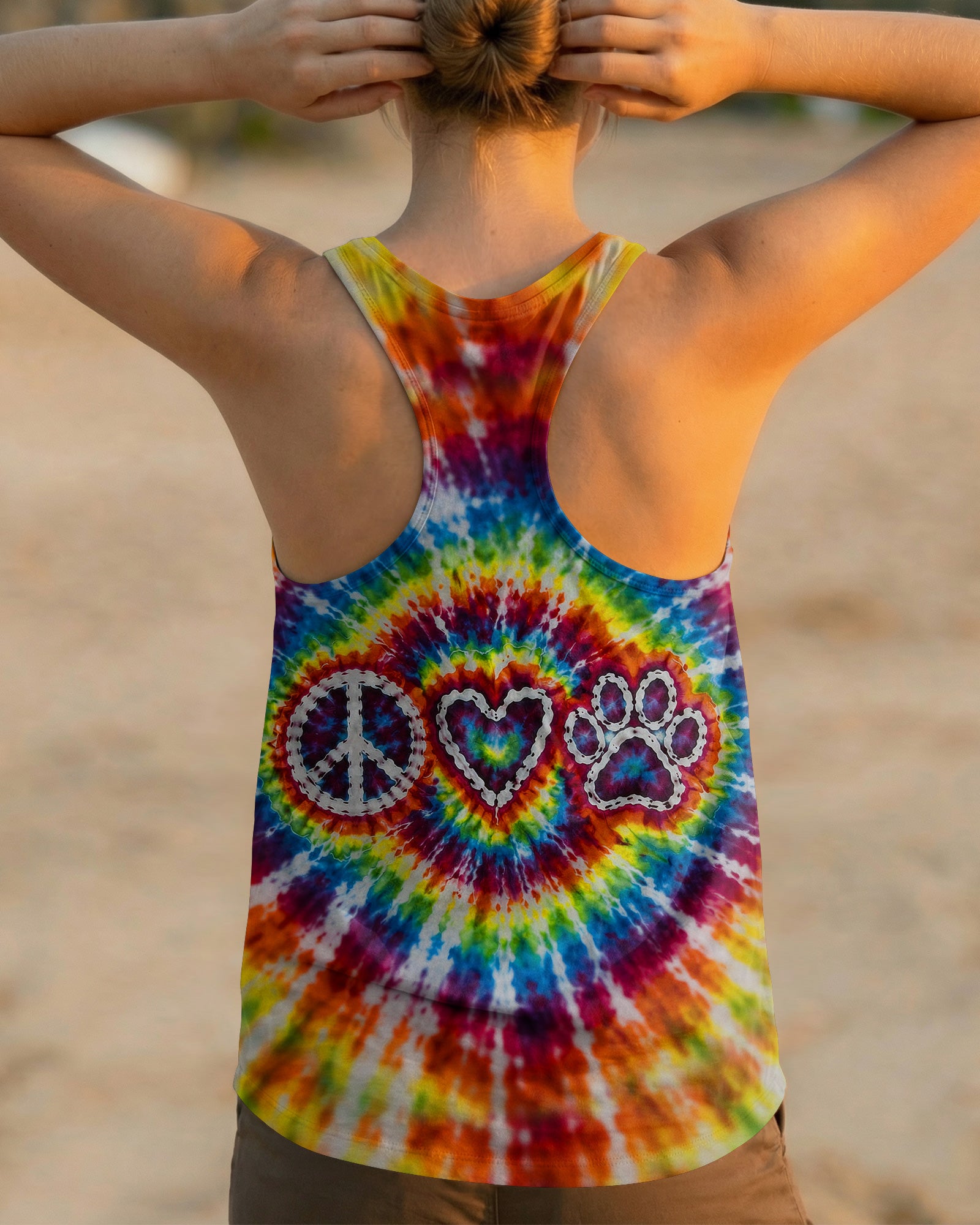 PEACE LOVE PAW PRINT COLORFUL SWIRL ALL OVER PRINT  - TLHG3103262