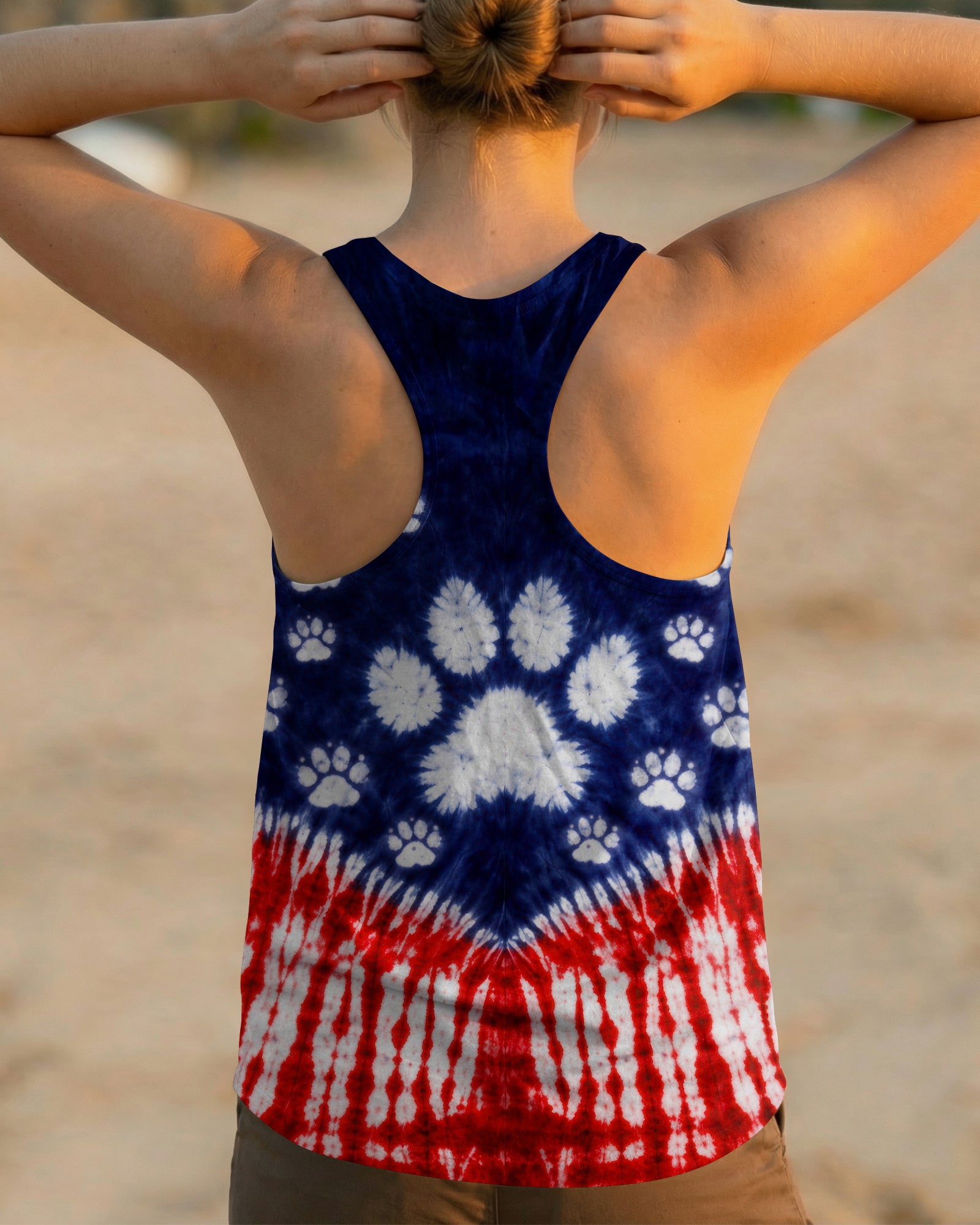 PAW PRINT AMERICAN FLAG V SWIRL ALL OVER PRINT - TLTW1803263