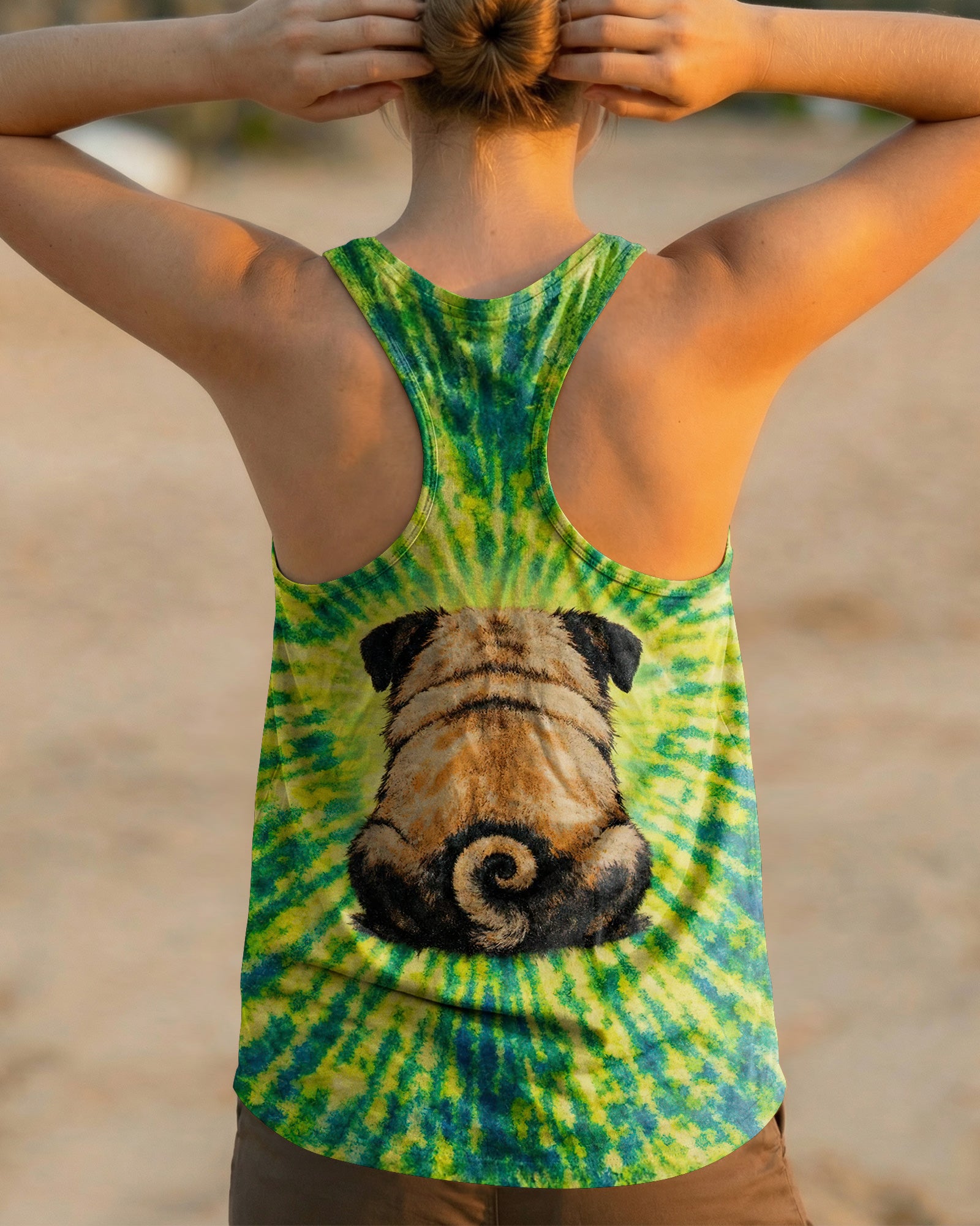 PUG DOG LEMON YELLOW SWIRL ALL OVER PRINT - TLNT2502262