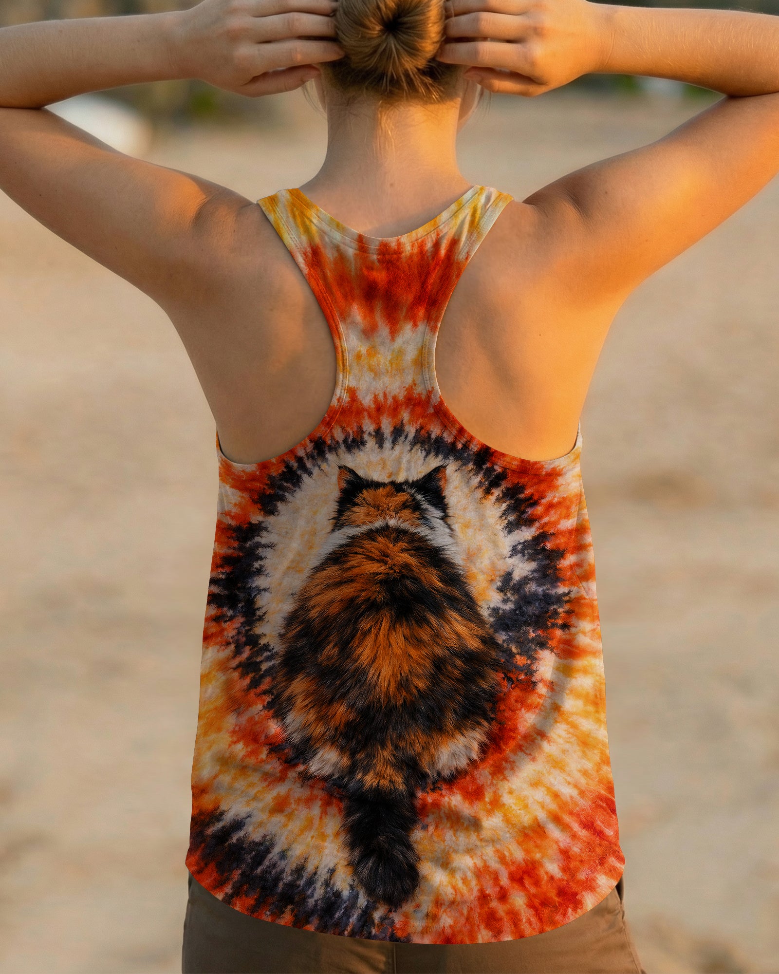 CALICO CAT ORANGE SWIRL ALL OVER PRINT   - TLNT0903262
