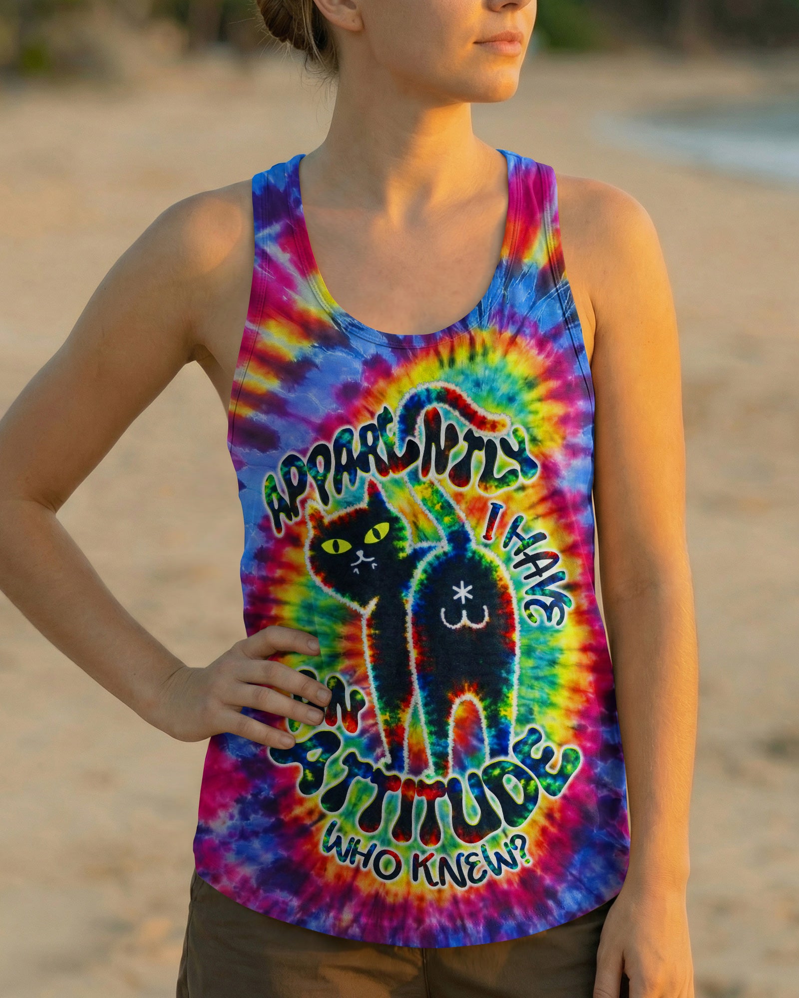 APPARENTLY I HAVE AN ATTITUDE WHO KNEW CAT SWIRL ALL OVER PRINT - TLNT2503263