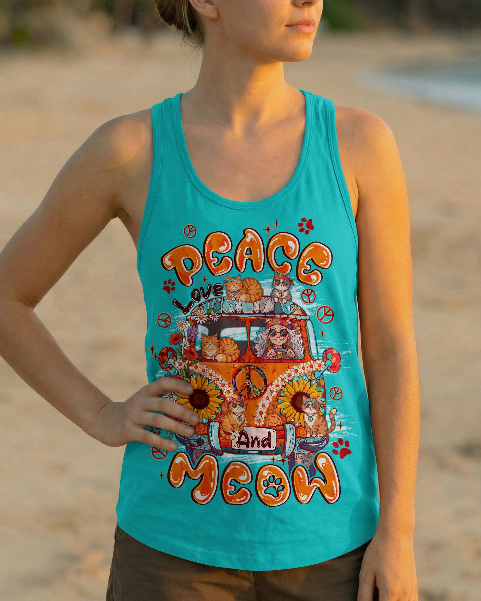 PEACE LOVE AND MEOW ALL OVER PRINT - TYPQ2107261