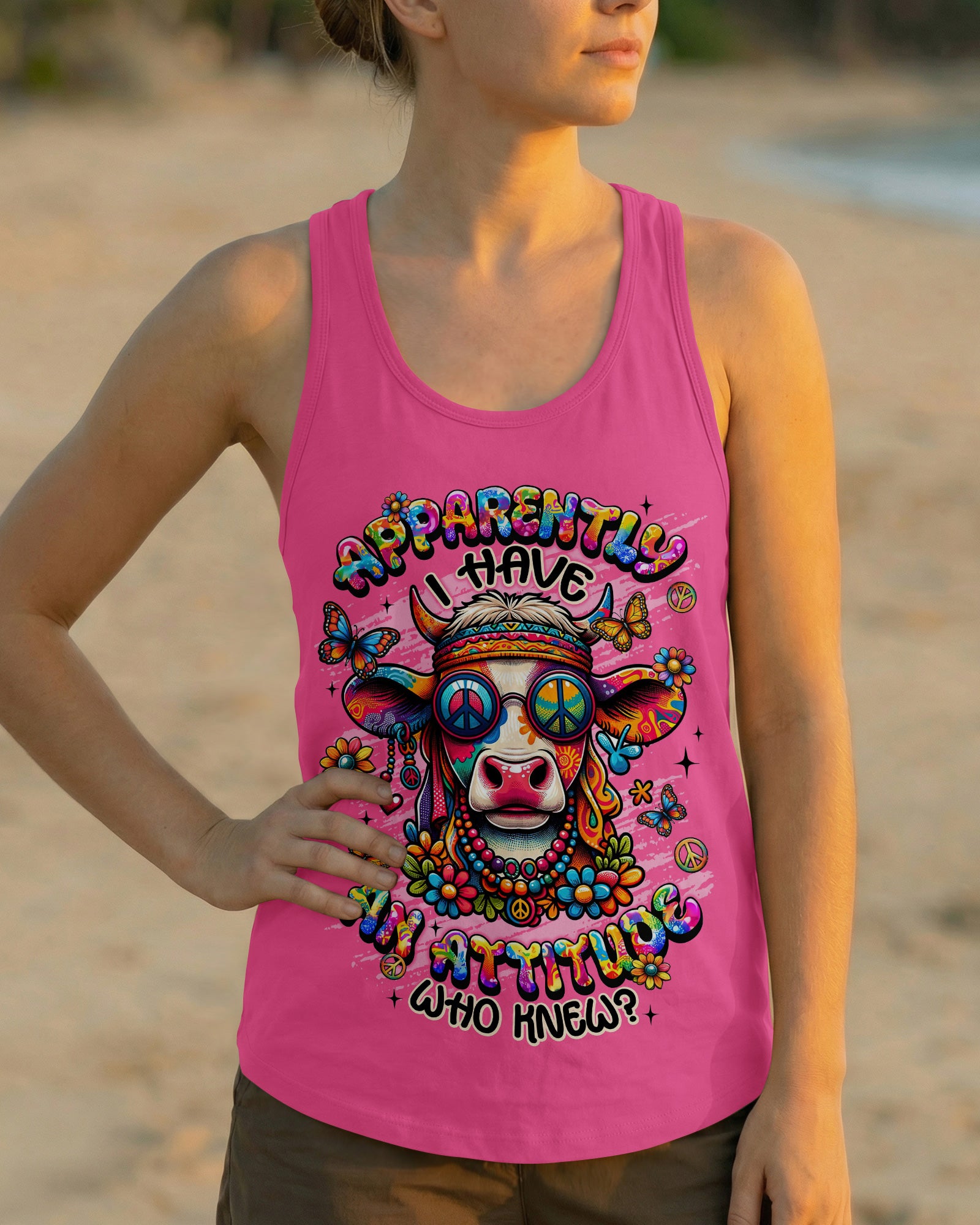 APPARENTLY I HAVE AN ATTITUDE WHO KNEW COW ALL OVER PRINT - TLNT0602261