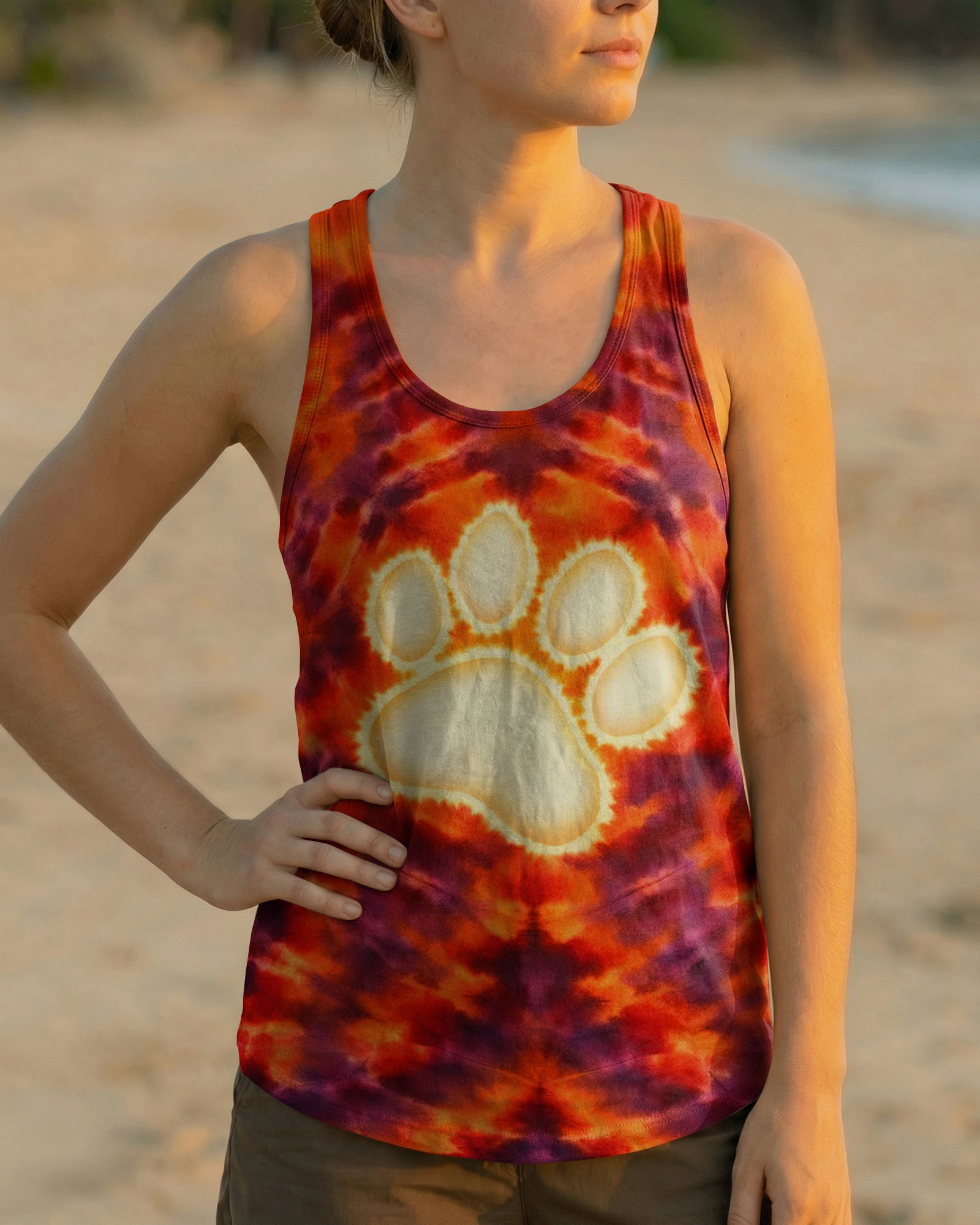 PAW PRINT BURNT ORANGE SWIRL ALL OVER PRINT - TLHG1303262