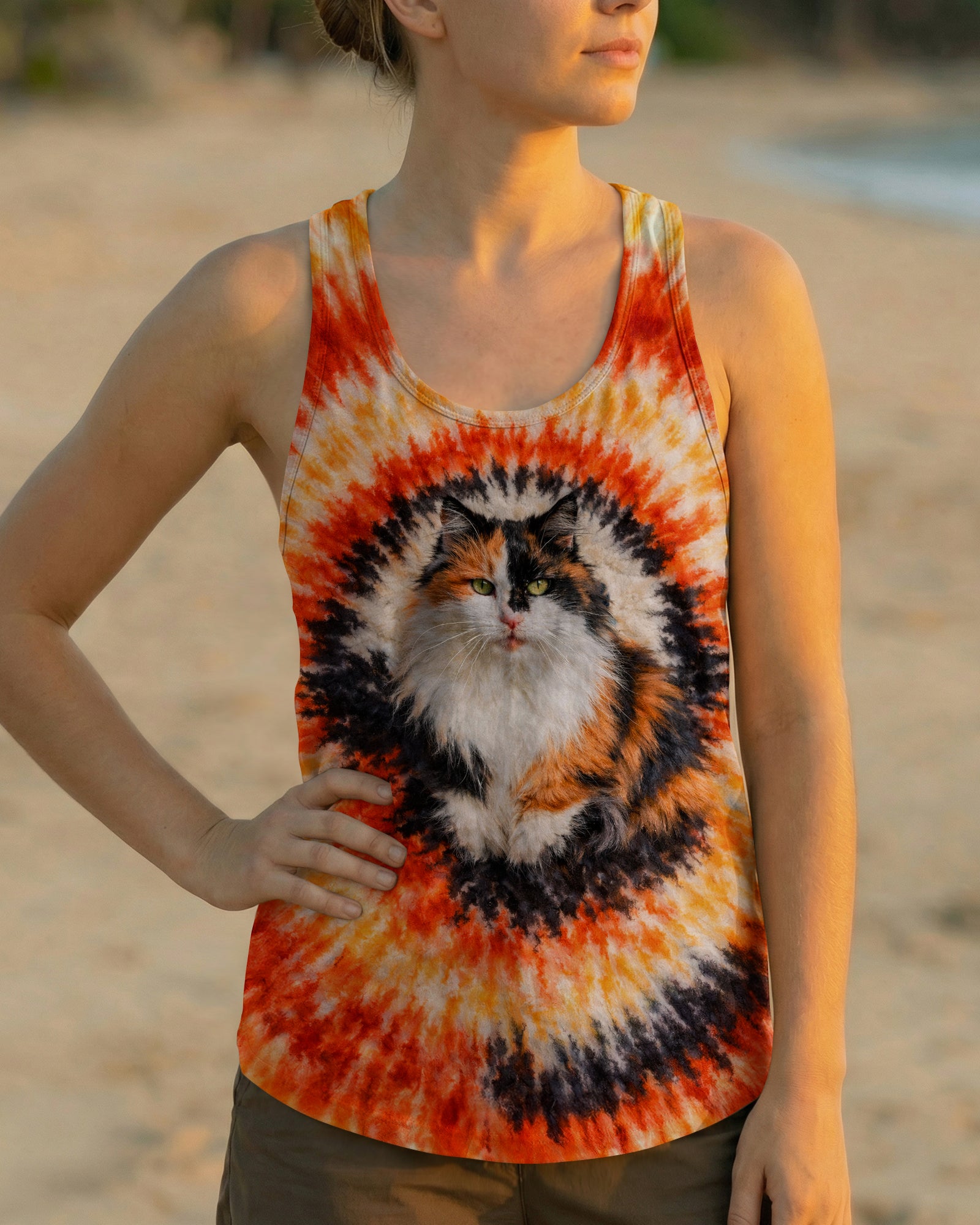 CALICO CAT ORANGE SWIRL ALL OVER PRINT   - TLNT0903262