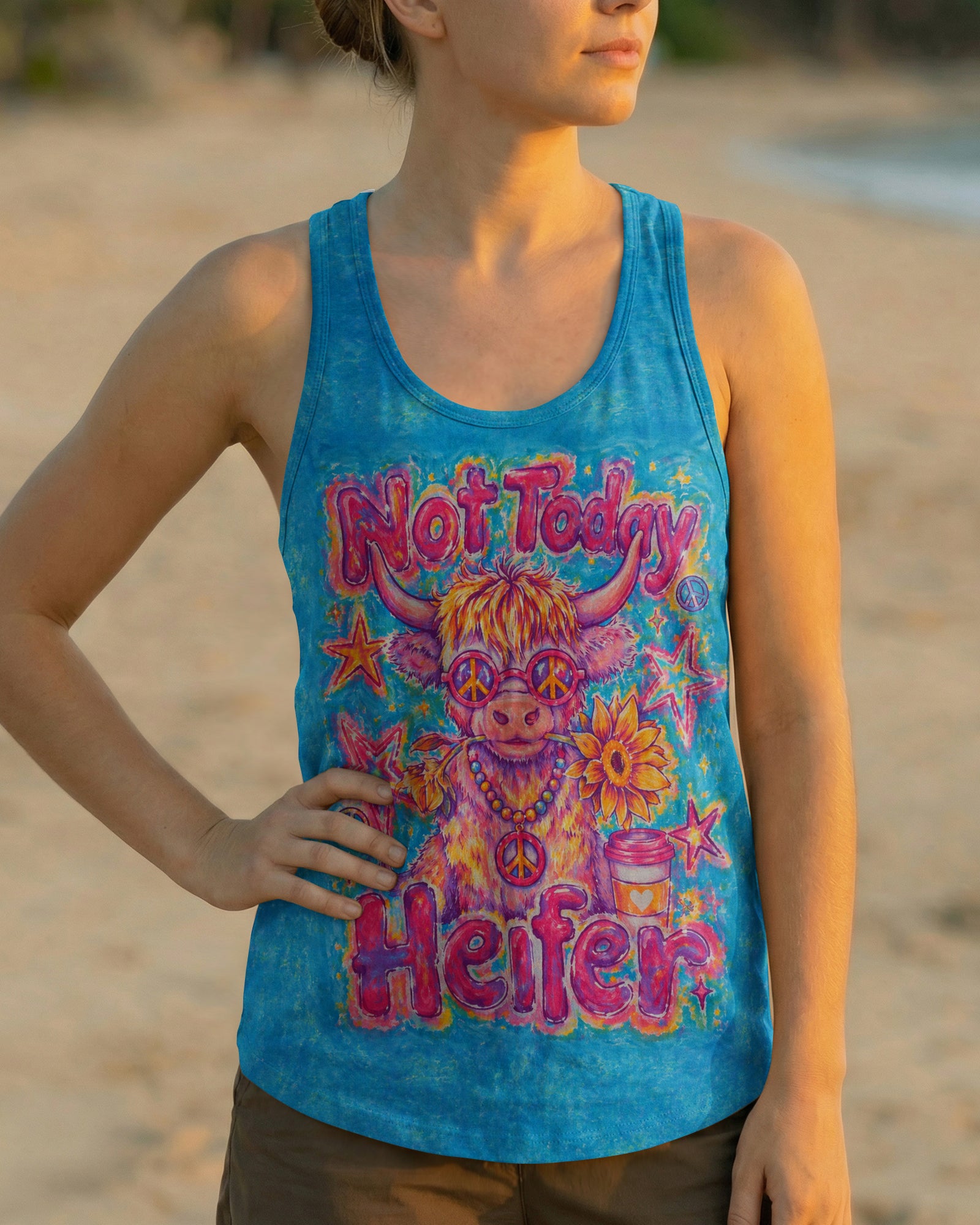 NOT TODAY HEIFER HIGHLAND COW PEACE ALL OVER PRINT - KMTM1507263