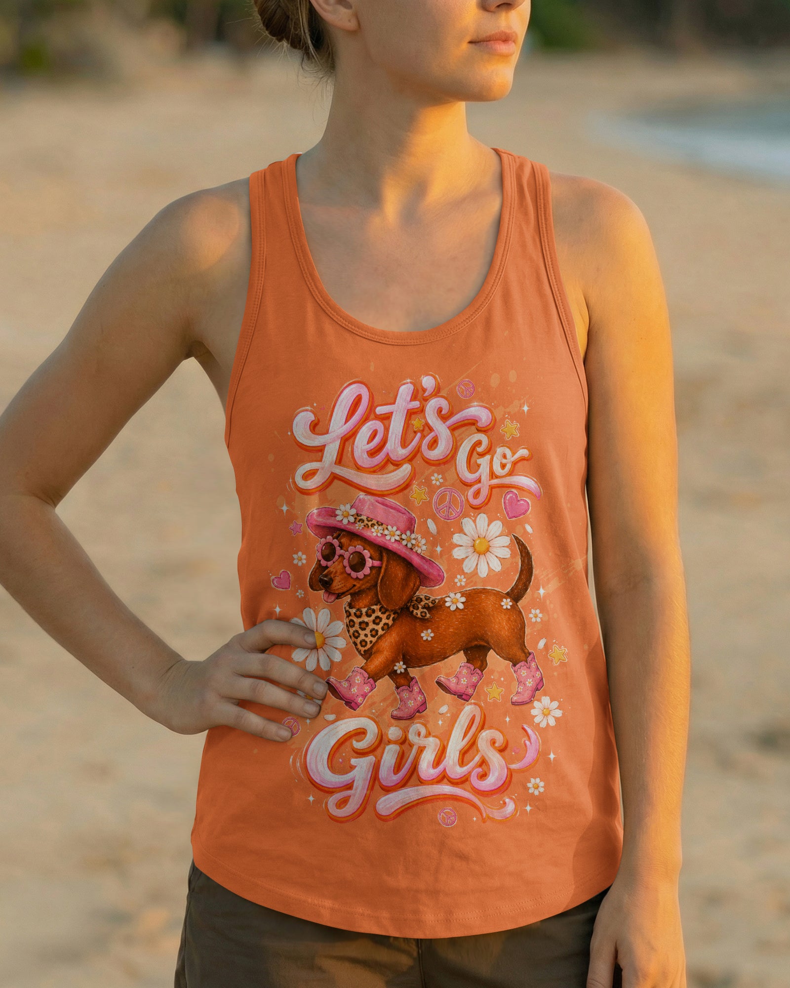 LET'S GO GIRLS DACHSHUND DOG  ALL OVER PRINT  - TLTW2905262