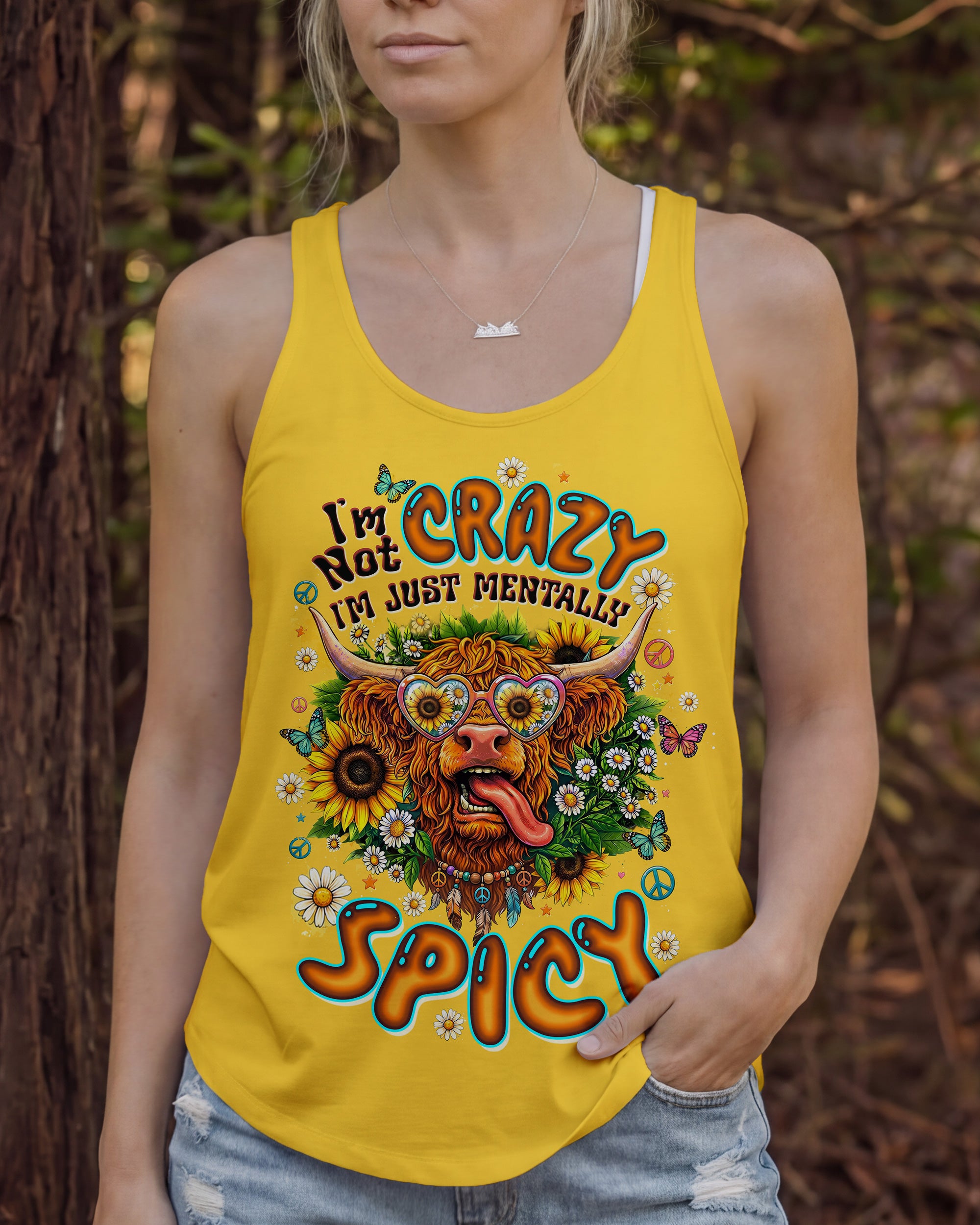 I'M NOT CRAZY HIGHLAND COW ALL OVER PRINT - TLTW2907264