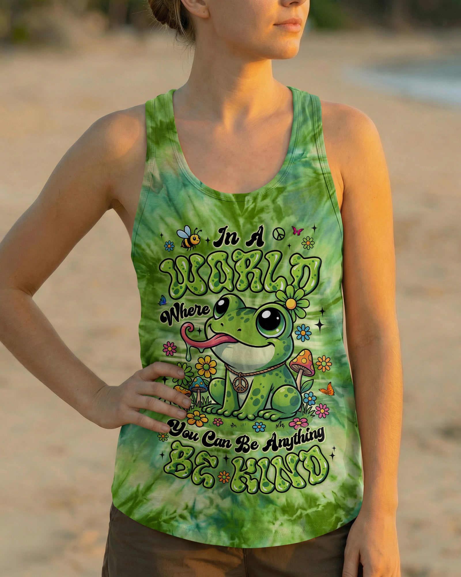 BE KIND FROG GREEN ALL OVER PRINT - TYLN2204262