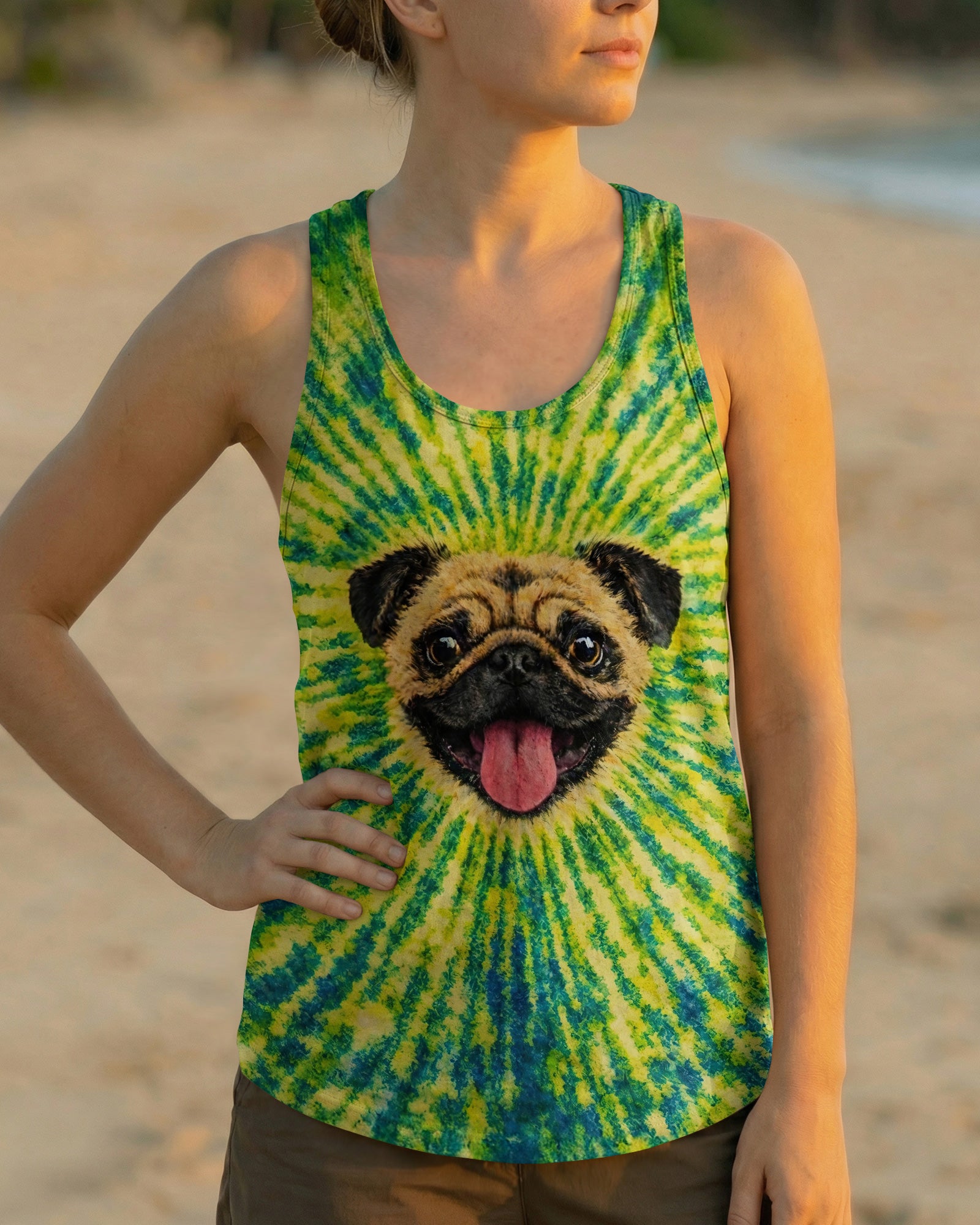 PUG DOG LEMON YELLOW SWIRL ALL OVER PRINT - TLNT2502262