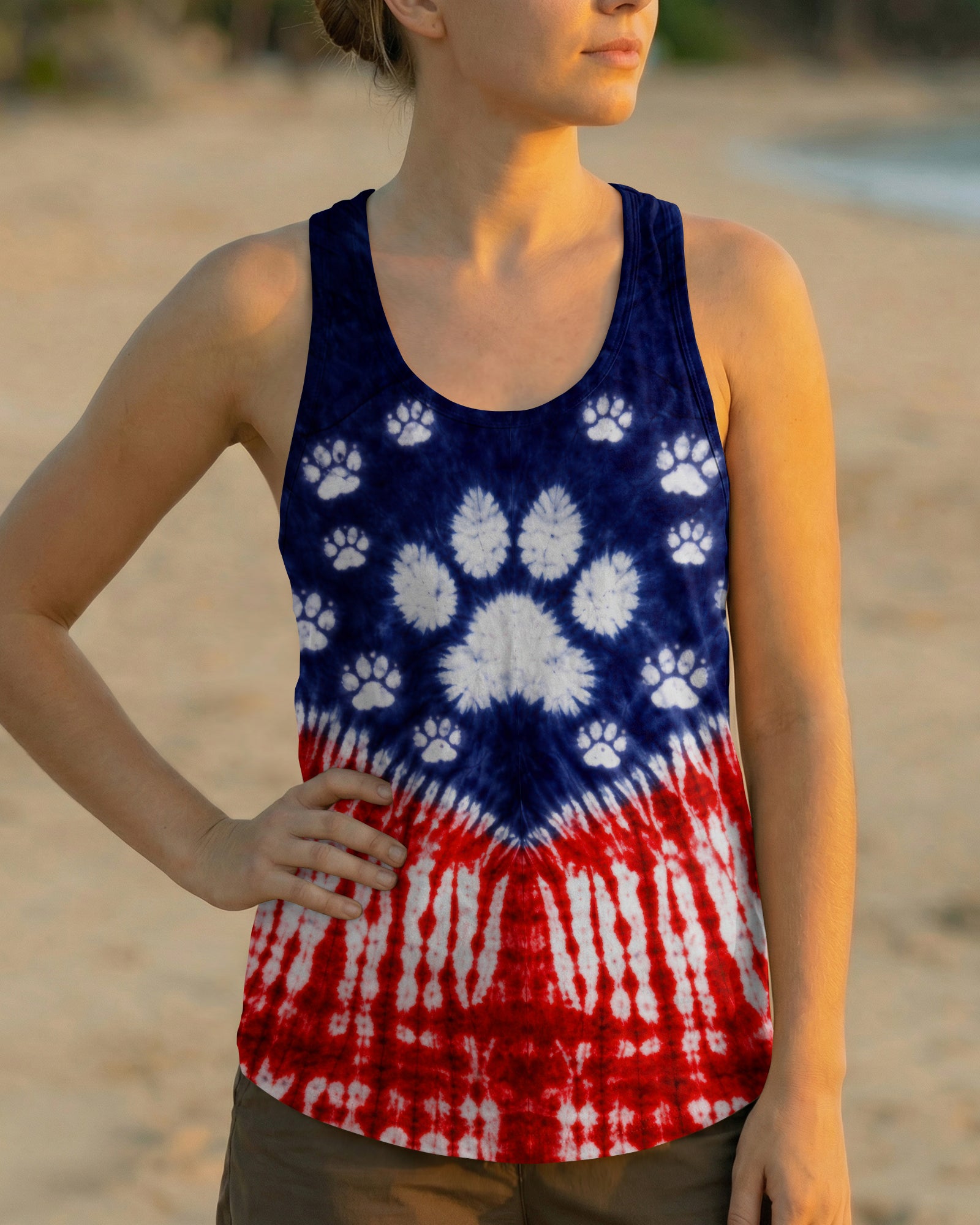 PAW PRINT AMERICAN FLAG V SWIRL ALL OVER PRINT - TLTW1803263