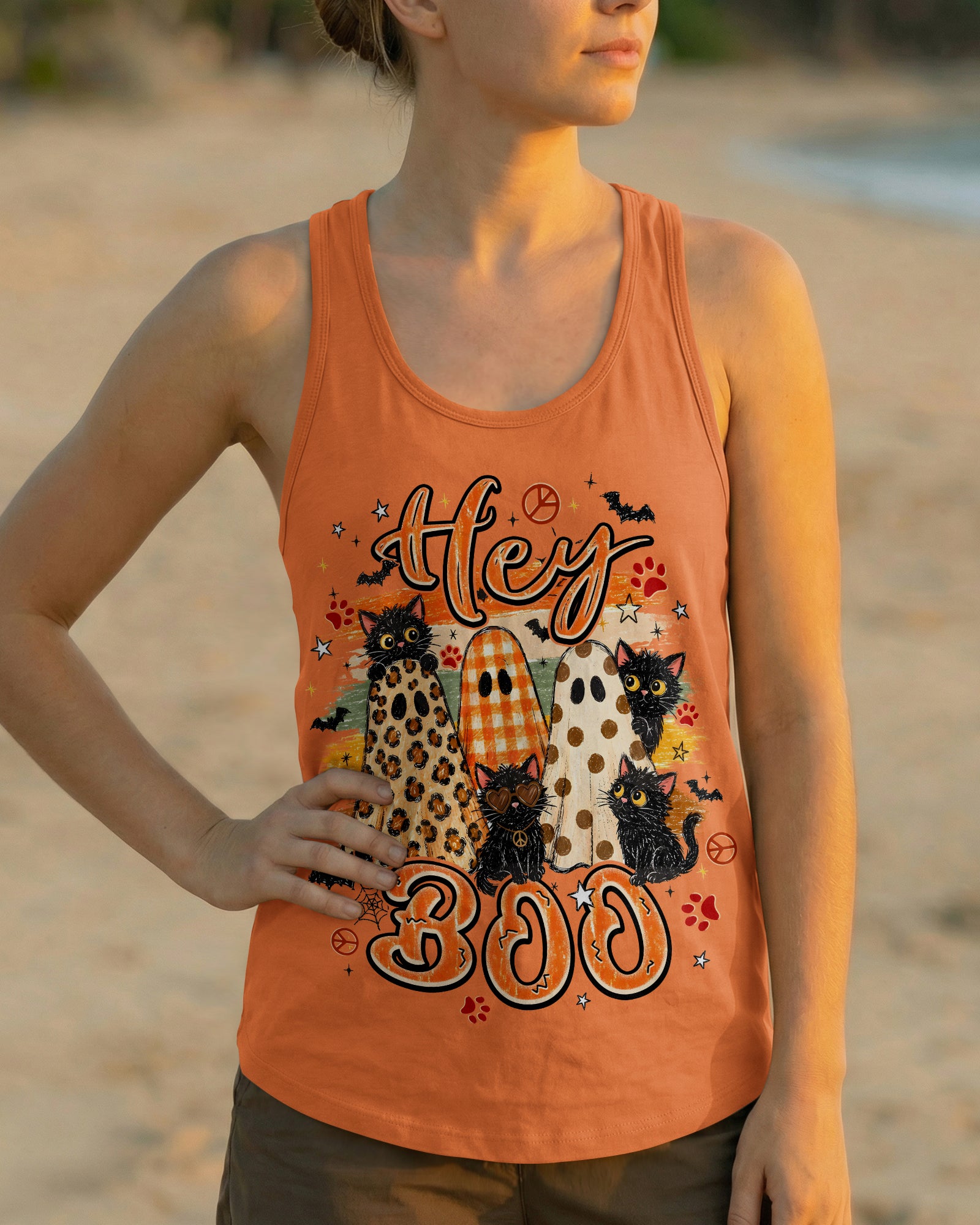 HEY BOO HALLOWEEN CAT ALL OVER PRINT - TYPQ2407261