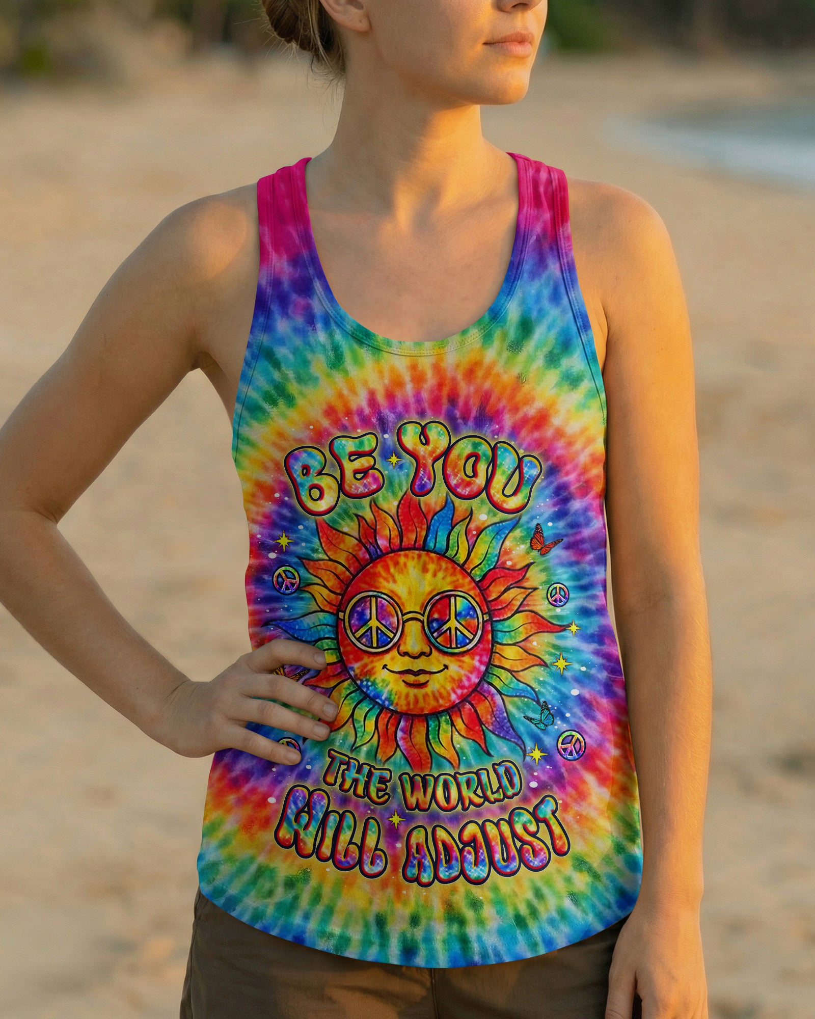 BE YOU THE WORLD WILL ADJUST HIPPIE SUN ALL OVER PRINT - YHLT2502261