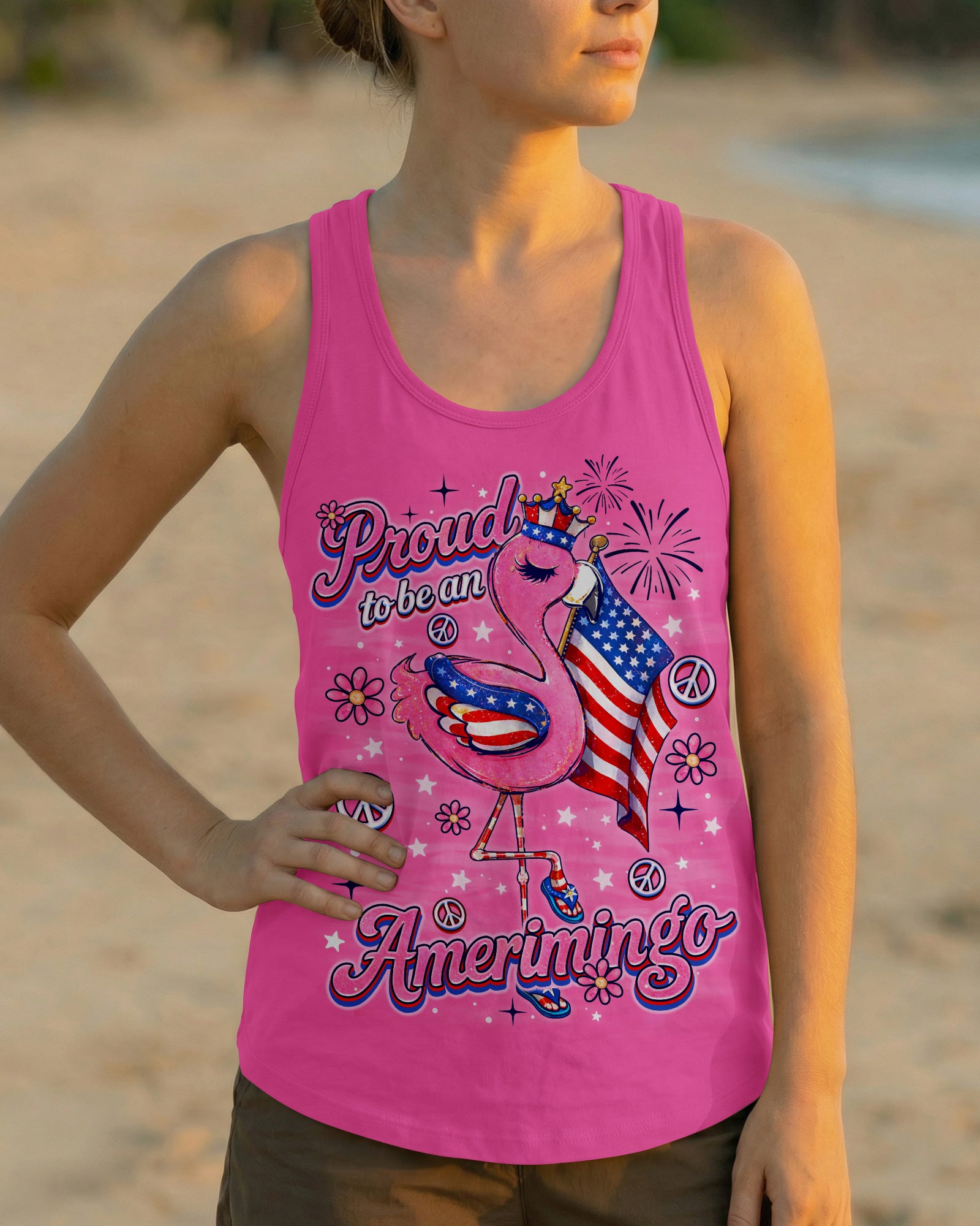 PROUD TO BE AN AMERIMINGO FLAMINGO ALL OVER PRINT  - TLNO2403262
