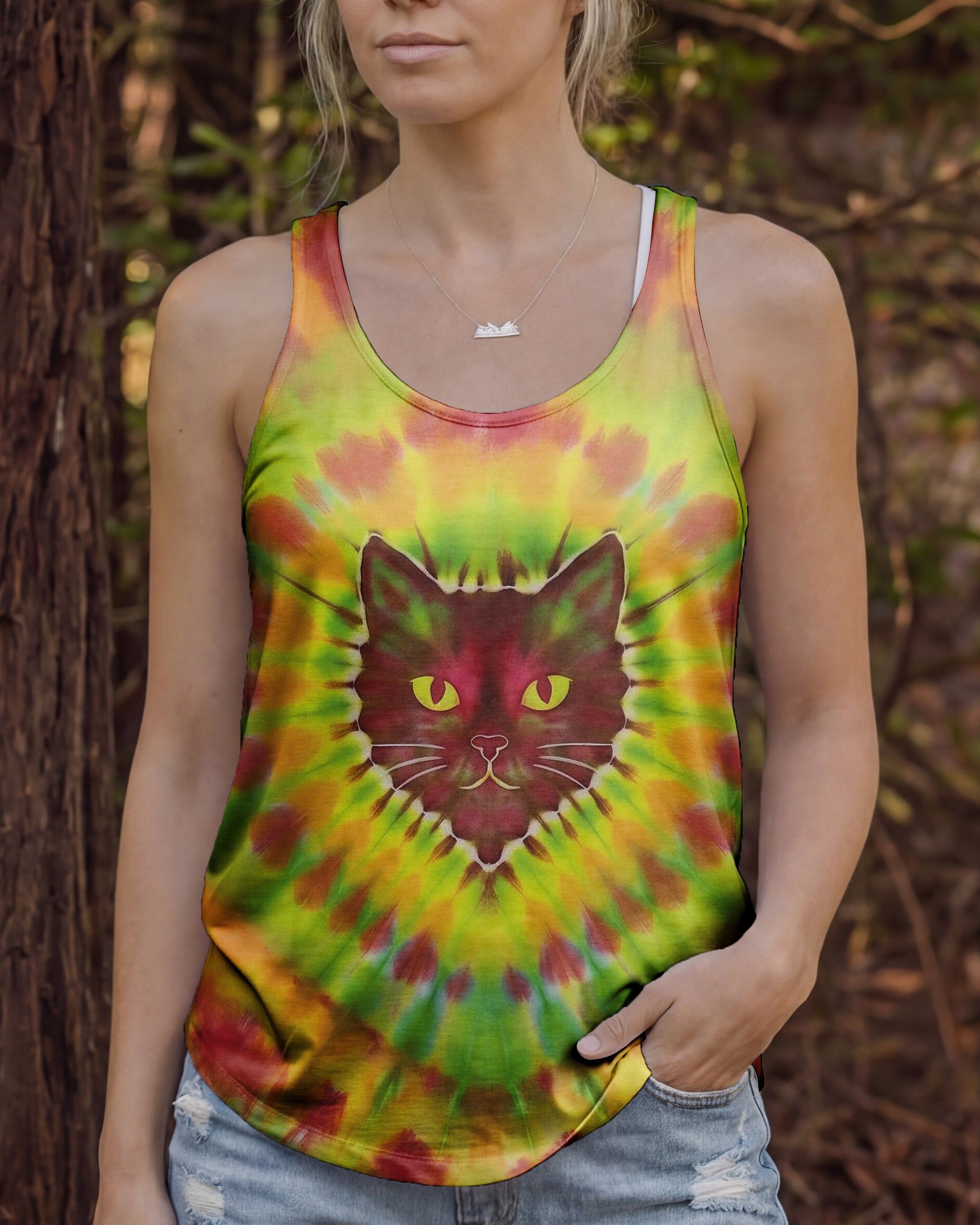 PSYCHEDELIC SWIRL CAT ALL OVER PRINT - YHHG2801262