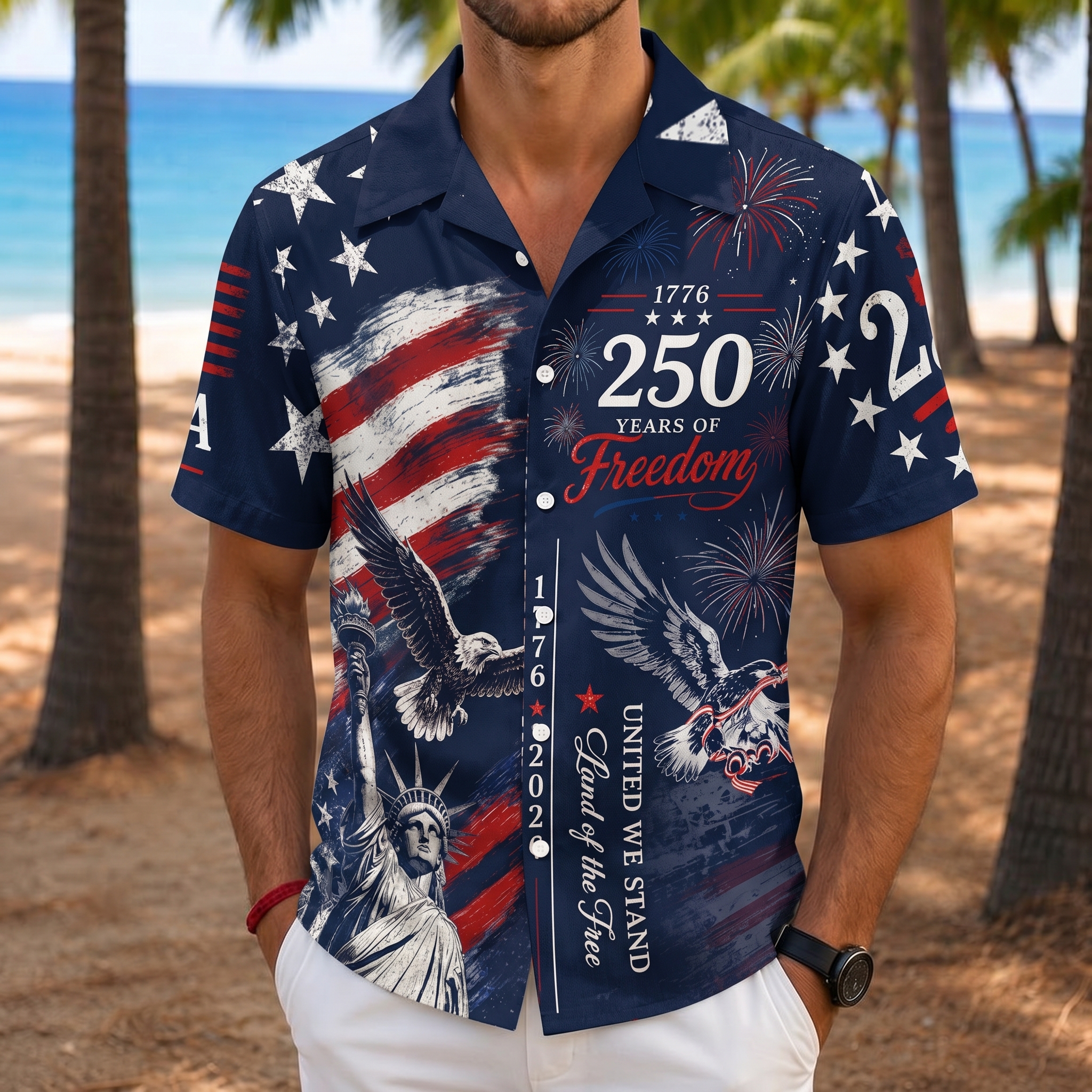 USA 250th Anniversary Patriotic Hawaiian Shirt