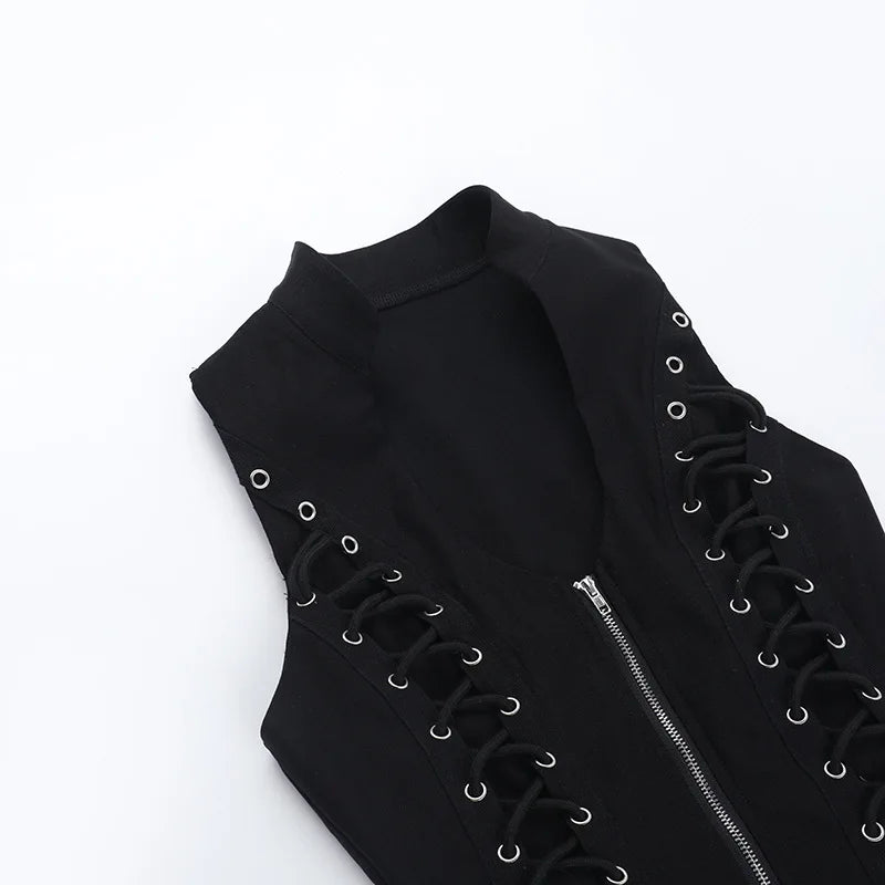 Midnight Gothic Corset Zip Up Women's Top