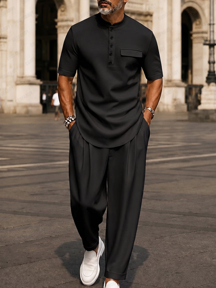 Men's Urban Casual Matching Set - Black