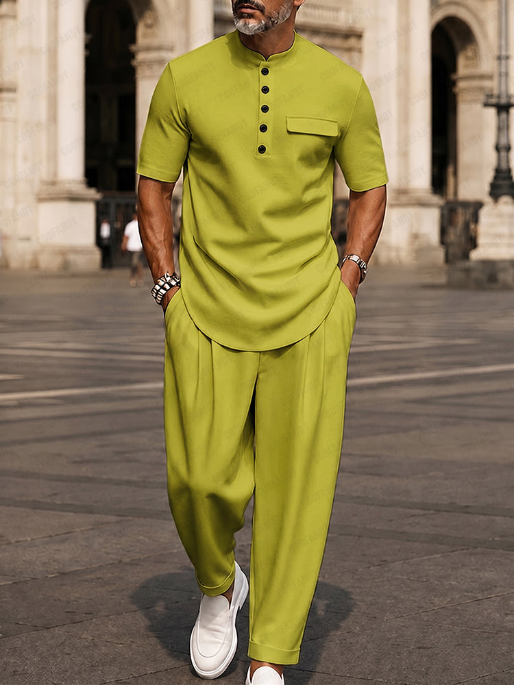 Men's Urban Casual Matching Set - Green