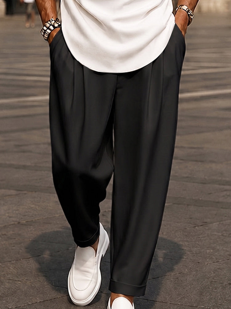 Men's Urban Casual Matching Set - Black/White Detail
