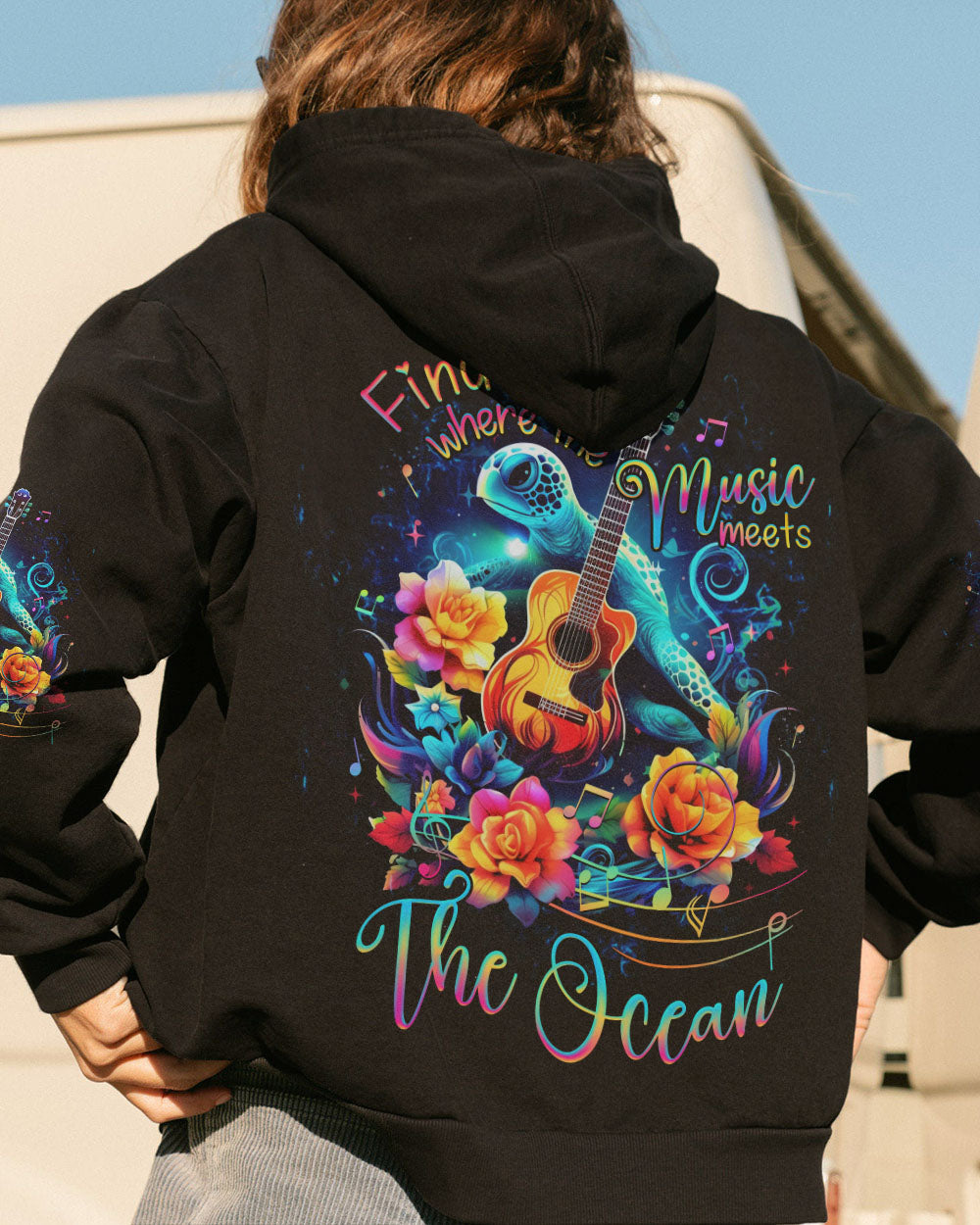 FIND ME WHERE THE MUSIC MEETS THE OCEAN GUITAR ALL OVER PRINT - YHHG2305232