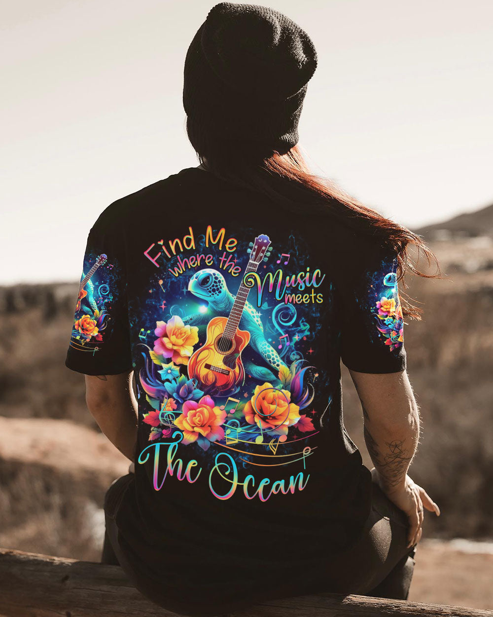 FIND ME WHERE THE MUSIC MEETS THE OCEAN GUITAR ALL OVER PRINT - YHHG2305232