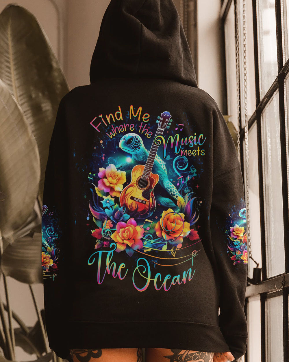 FIND ME WHERE THE MUSIC MEETS THE OCEAN GUITAR ALL OVER PRINT - YHHG2305232