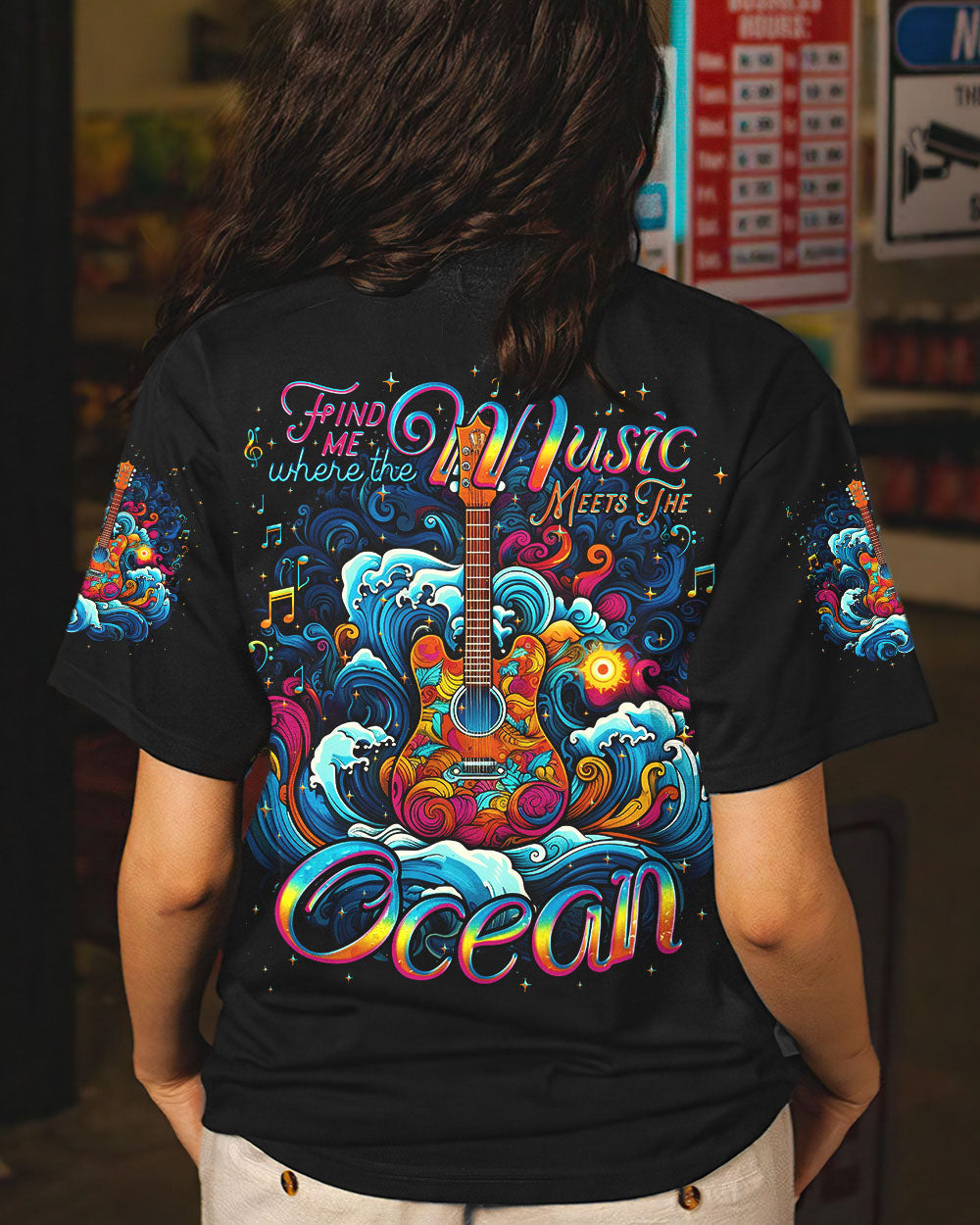 FIND ME WHERE THE MUSIC MEETS THE OCEAN GUITAR ALL OVER PRINT - TLNO2205231