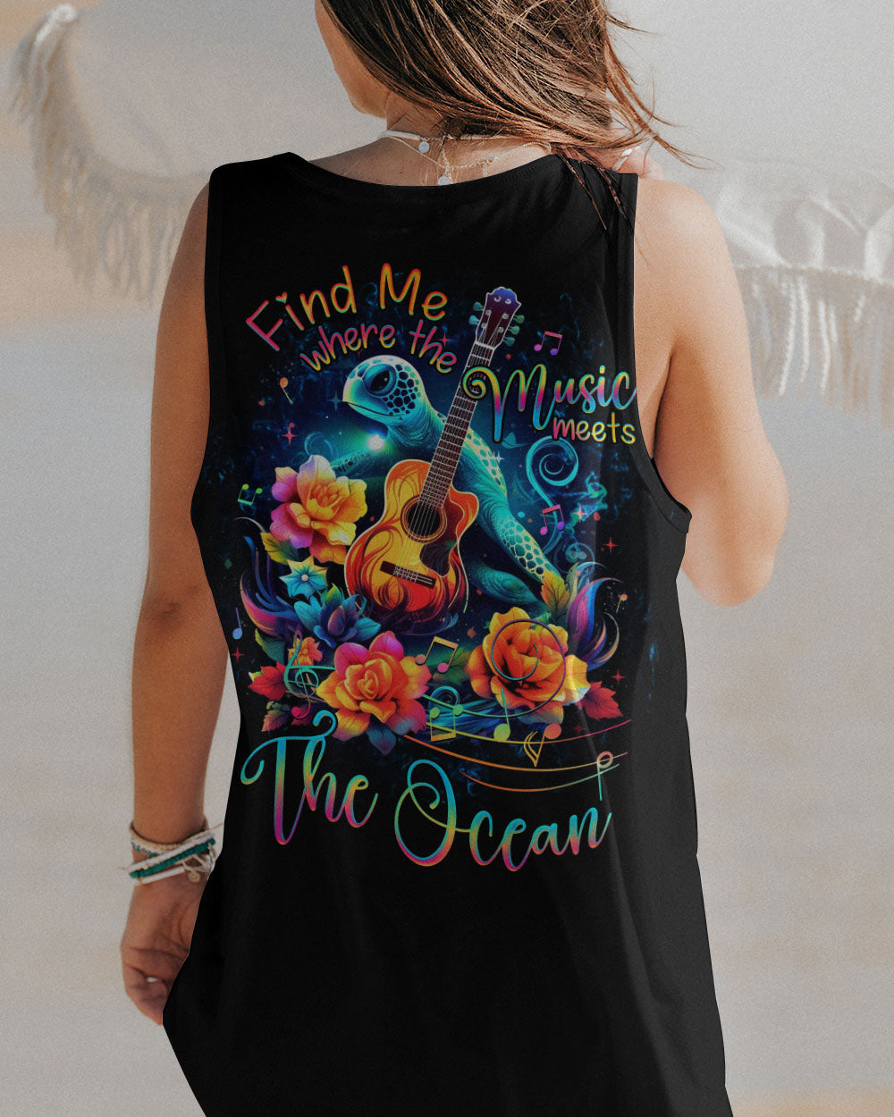 FIND ME WHERE THE MUSIC MEETS THE OCEAN GUITAR ALL OVER PRINT - YHHG2305232