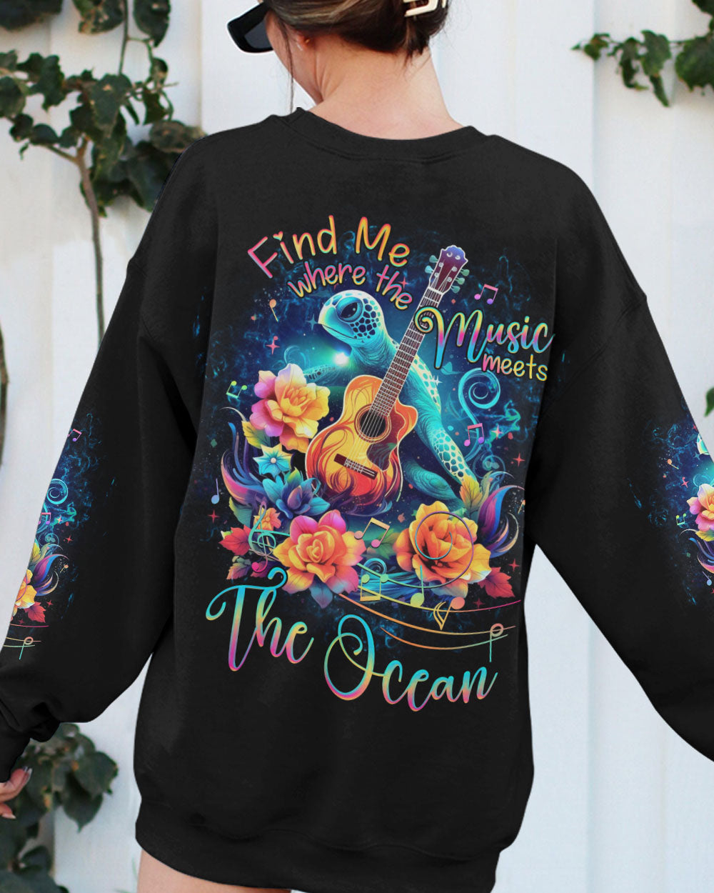 FIND ME WHERE THE MUSIC MEETS THE OCEAN GUITAR ALL OVER PRINT - YHHG2305232
