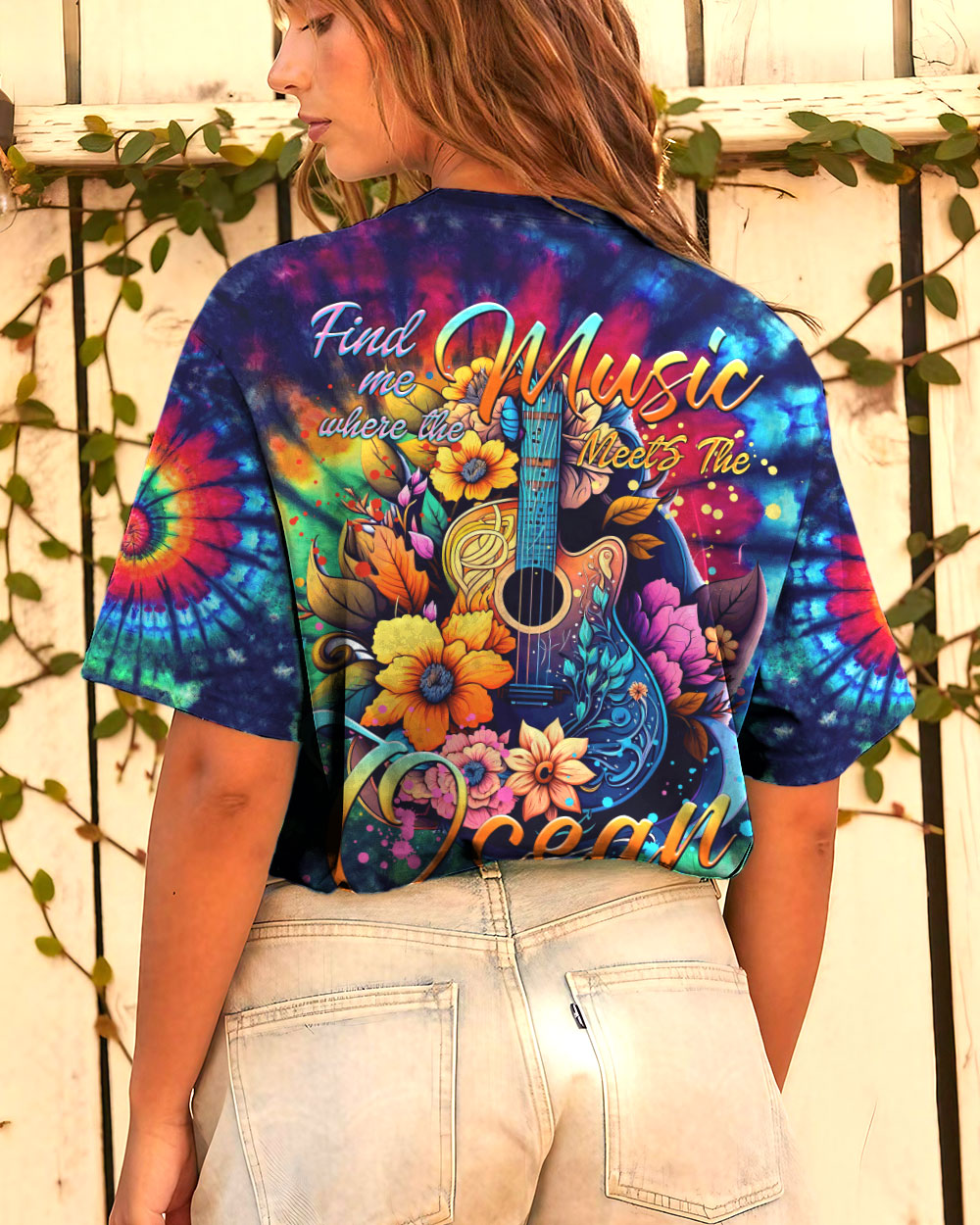 FIND ME WHERE THE MUSIC MEETS THE OCEAN GUITAR TIE DYE ALL OVER PRINT - TYTM2705232