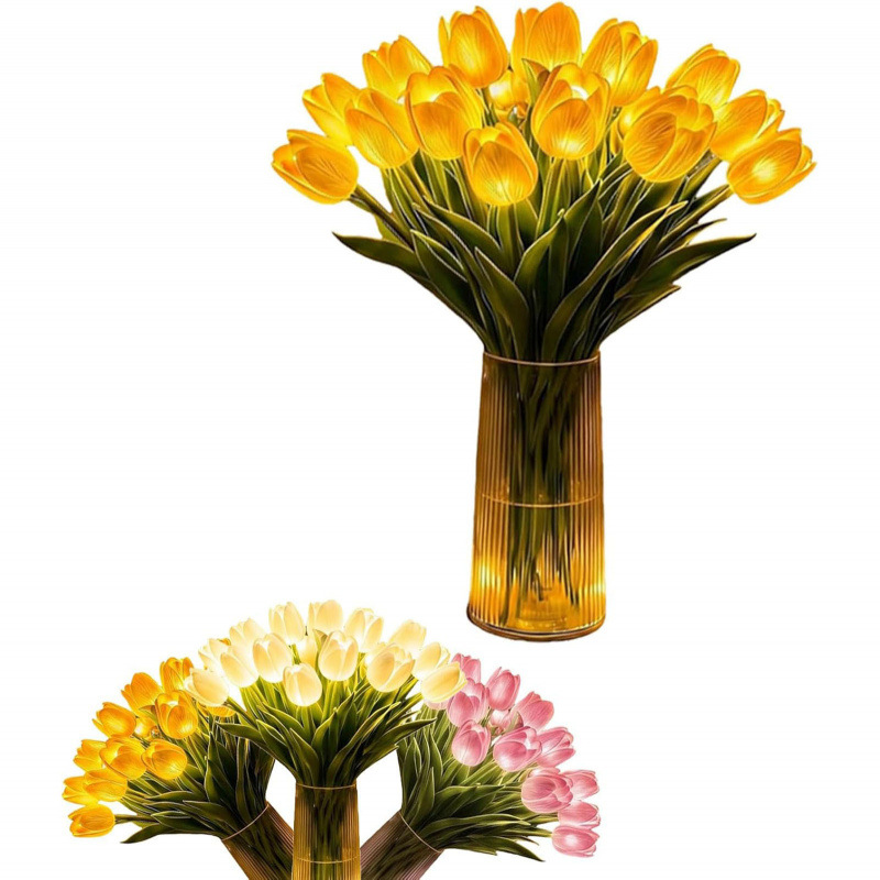 LED Tulip Flower Lamp - Rechargeable Floral Night Light