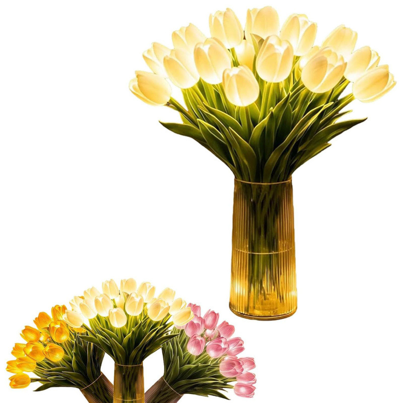 LED Tulip Flower Lamp - Rechargeable Floral Night Light